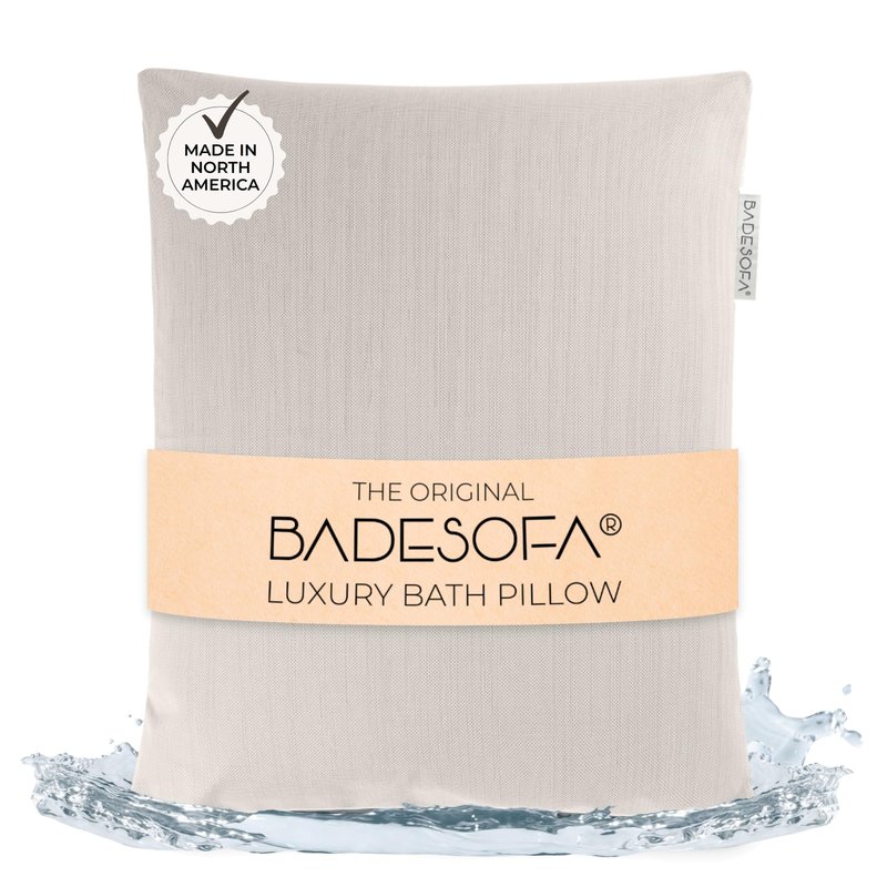 BADESOFA® Luxury Bath Pillow S - Ultra Comfortable & Quick-Drying Bath Back Pillow - Washable Full Body Bath Pillow for Bathtub - Therapeutic Head and Neck Support - Luxury Spa Cushion in Ivory Pearl