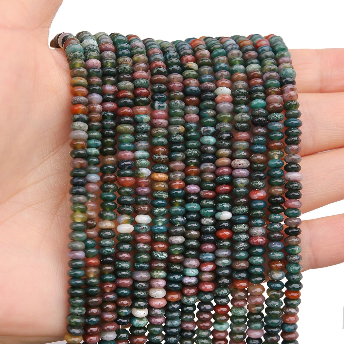 BONNY BOXX 150PCs Natural 2 * 4mm India Agate Rondelle Beads, Natural Abacus Disk Stone Beads Loose Spacer Gemstone Beads for DIY Bracelet Necklace Jewelry Making