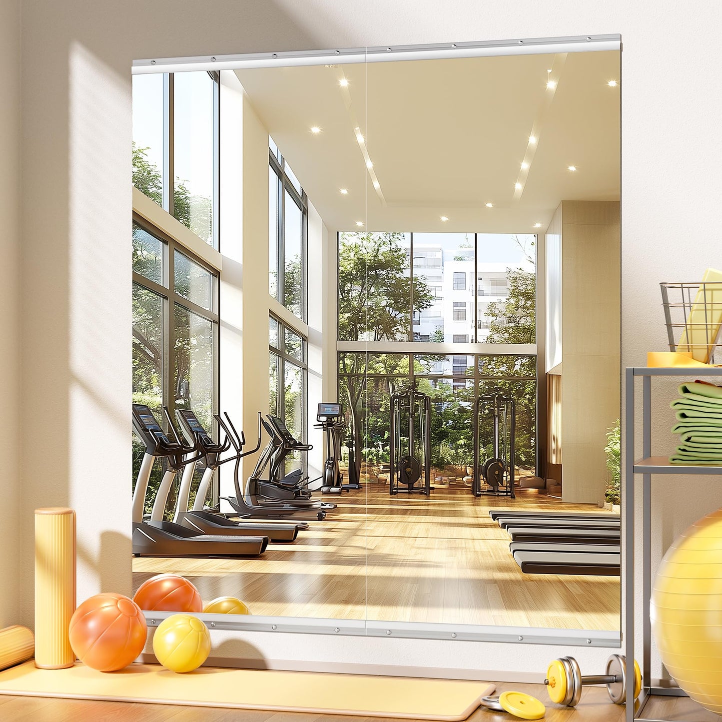 WINNICE Home Gym Mirror, 71" x 32", 2PCS Large Full Body Mirror for Yoga, Silver Shatterproof Frameless HD Tempered Glass, Wall-Mounted Wall Mirrors for Home Gym, Workout, Garage, Dance Studio