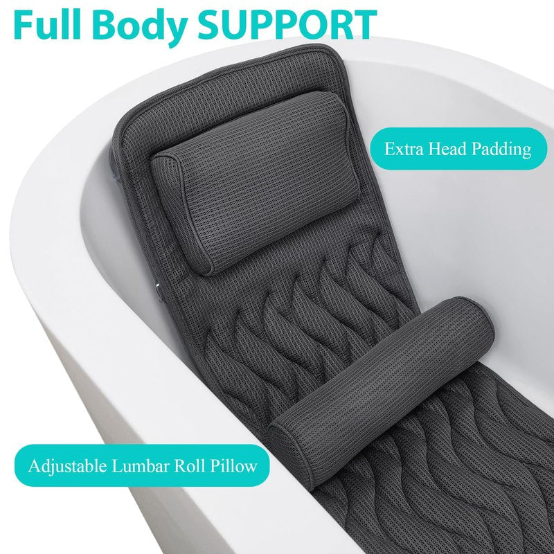 AEROiVi Bath Pillows for Tub Neck and Back Support, Bathtub Pillow with Headrest Cushion, 6 Non Slip Suction Cups Spa Relaxing Bathroom Accessories