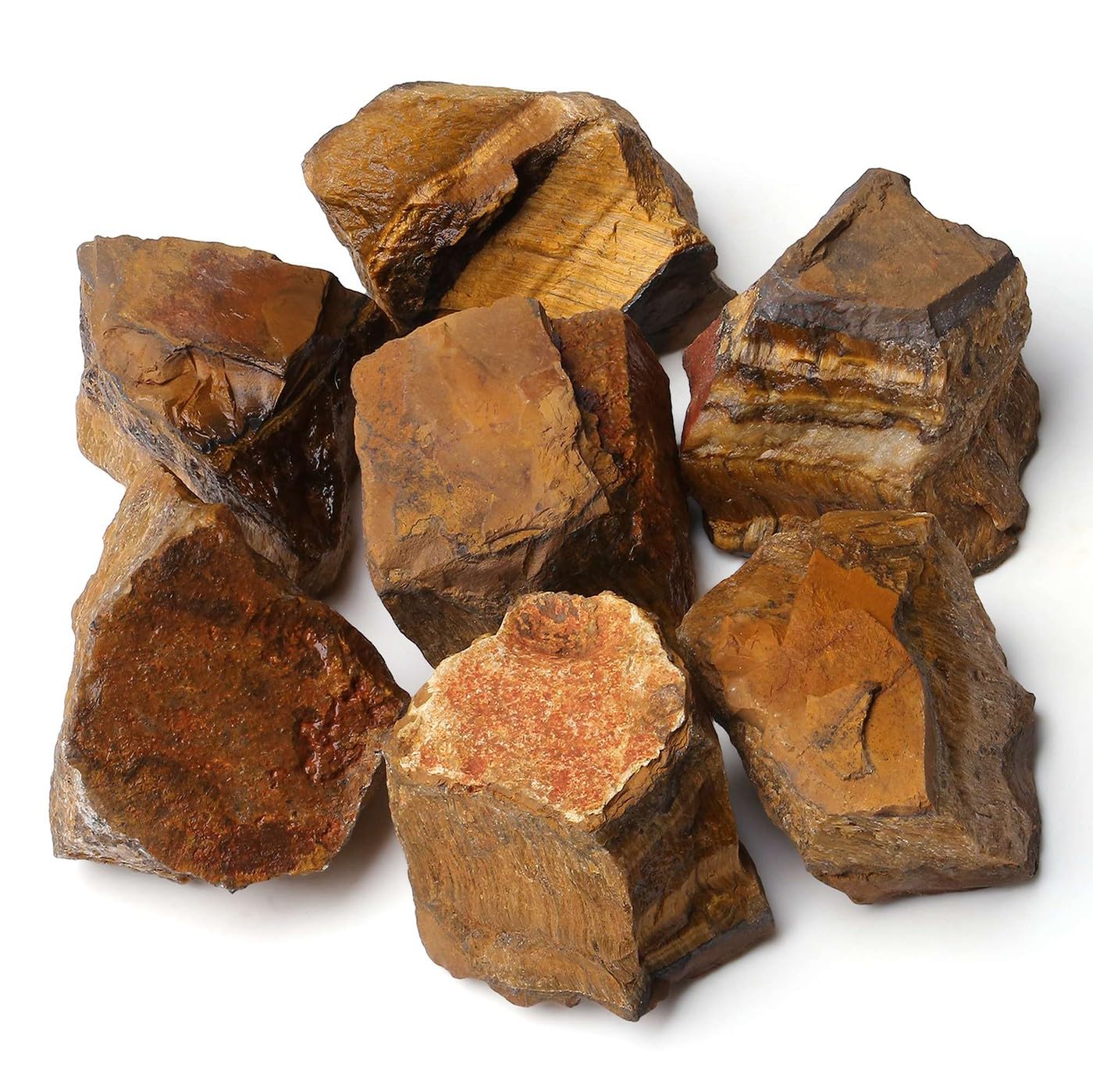 LAIDANLA 2" Tiger Eye Natural Rough Stones Crystal Large Raw Crystals Bulk Healing Cuarzo Gemstones for Reiki Healing Tumbling Fountain Rocks Wire Wrapping Decoration 4PCS 0.5lb