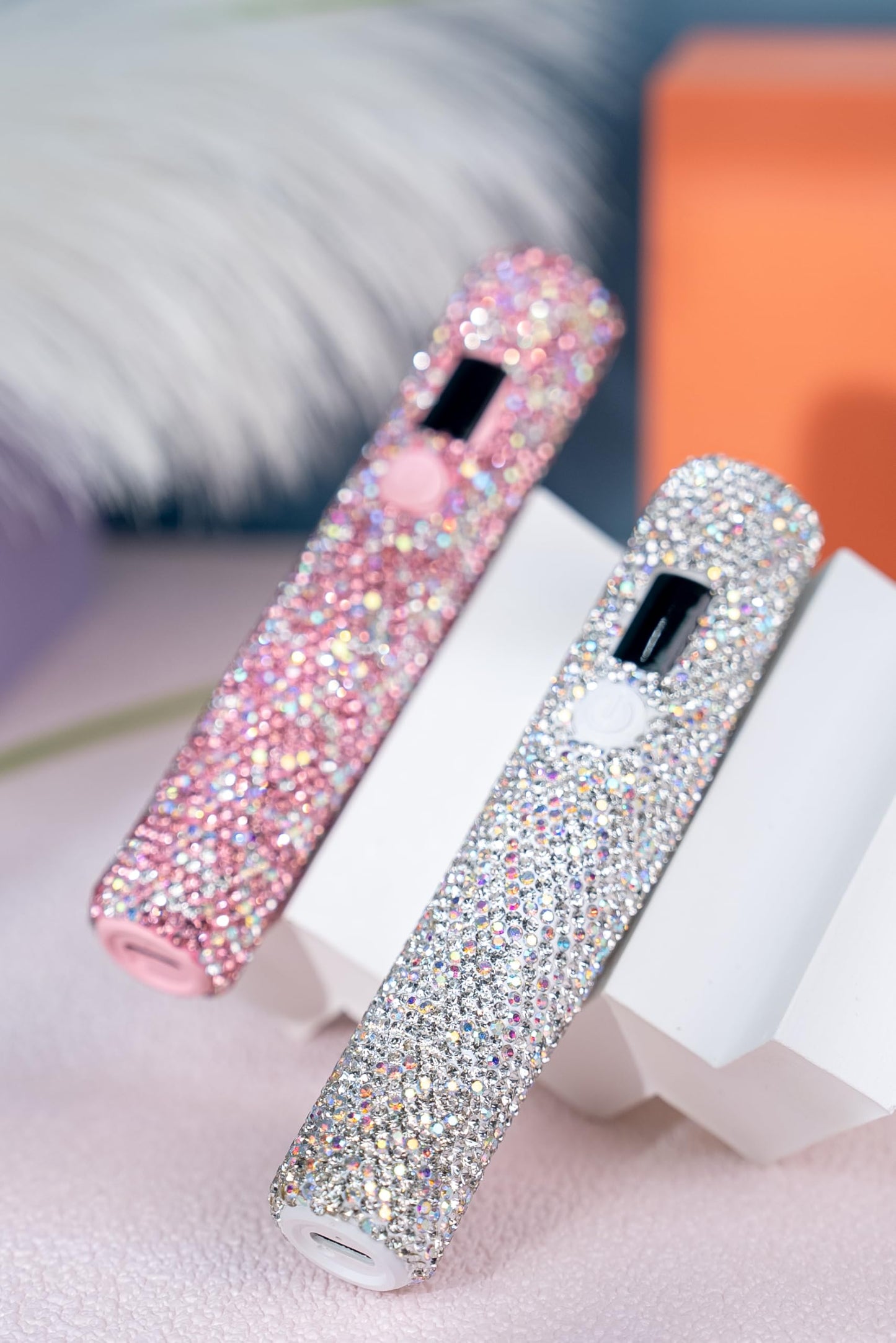 keeyada Handheld UV Light with Sparkly Rhinestones, 3W Portable LED Nail Lamp, Wireless Rechargeable USB Nail Dryer with Silicone Stamper Display Screen for Fast Curing Home DIY Manicure White