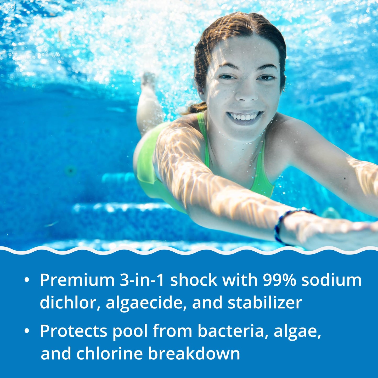 In The Swim Premium 3-in-1 Pool Shock - Di-Zap Contains Dichlor, Algaecide, and Stabilizer - 6 x 1 lb. Bags