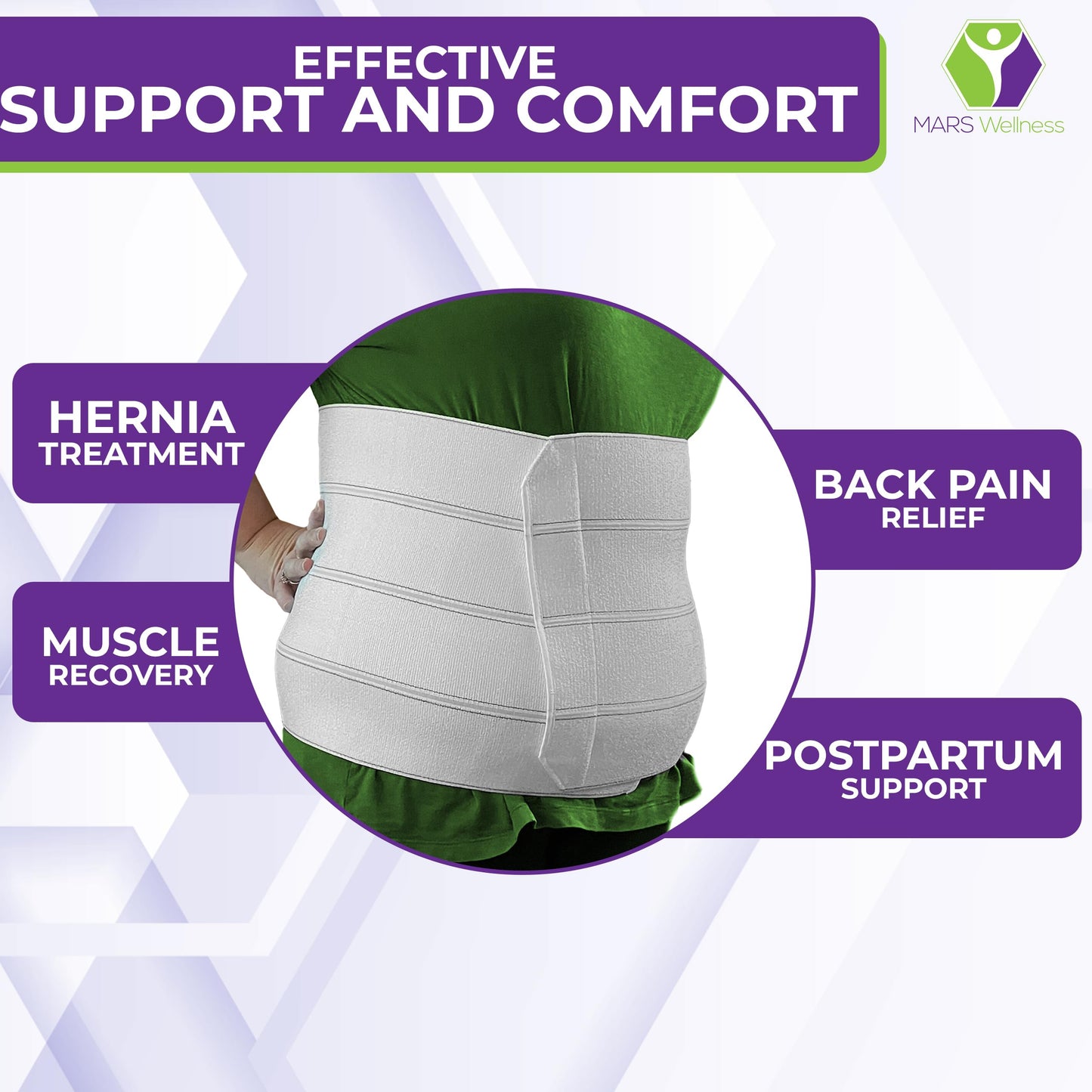 MARS WELLNESS Premium Plus Size Bariatric Abdominal Binder - 12" 4 Section/Panel - Bariatric Binder Abdominal Brace for Men or Women - Fits Waist Sizes 55"" - 72"""