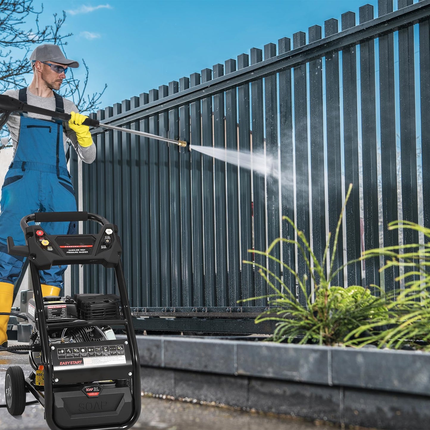 Gas Pressure Washer - 3600 PSI, 2.6 Max GPM, High Pressure Washer with 4 Quick Connect Nozzles & Soap Nozzle, Ideal for Cars, Fences, Driveways, Homes, Patios, and Furniture