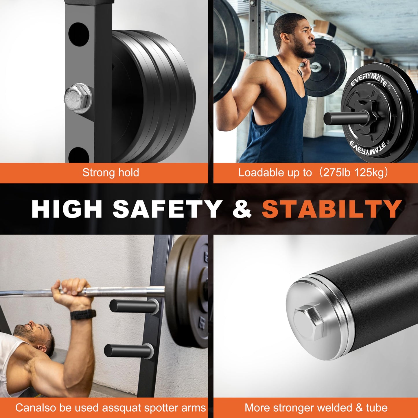 EVERYMATE Weight Plate Holder, Weight Plate Storage Rack, Fitness Squat Rack Attachments, For Power Rack 2x2-3x2,Fit 2" Weight Plates"