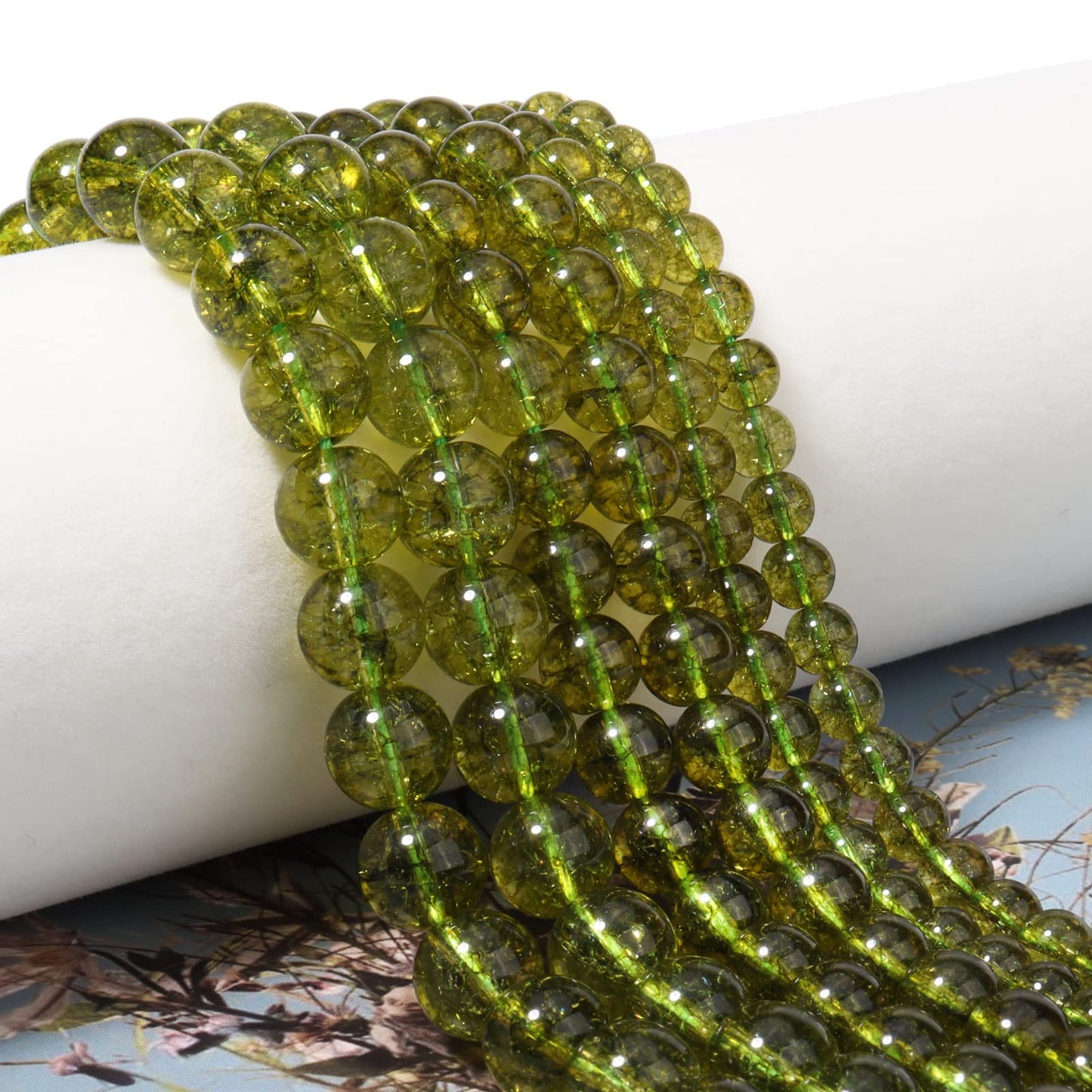 60pcs 6mm Natural Stone Beads Peridot Jade Beads Energy Crystal Healing Power Gemstone for Jewelry Making, DIY Bracelet Necklace