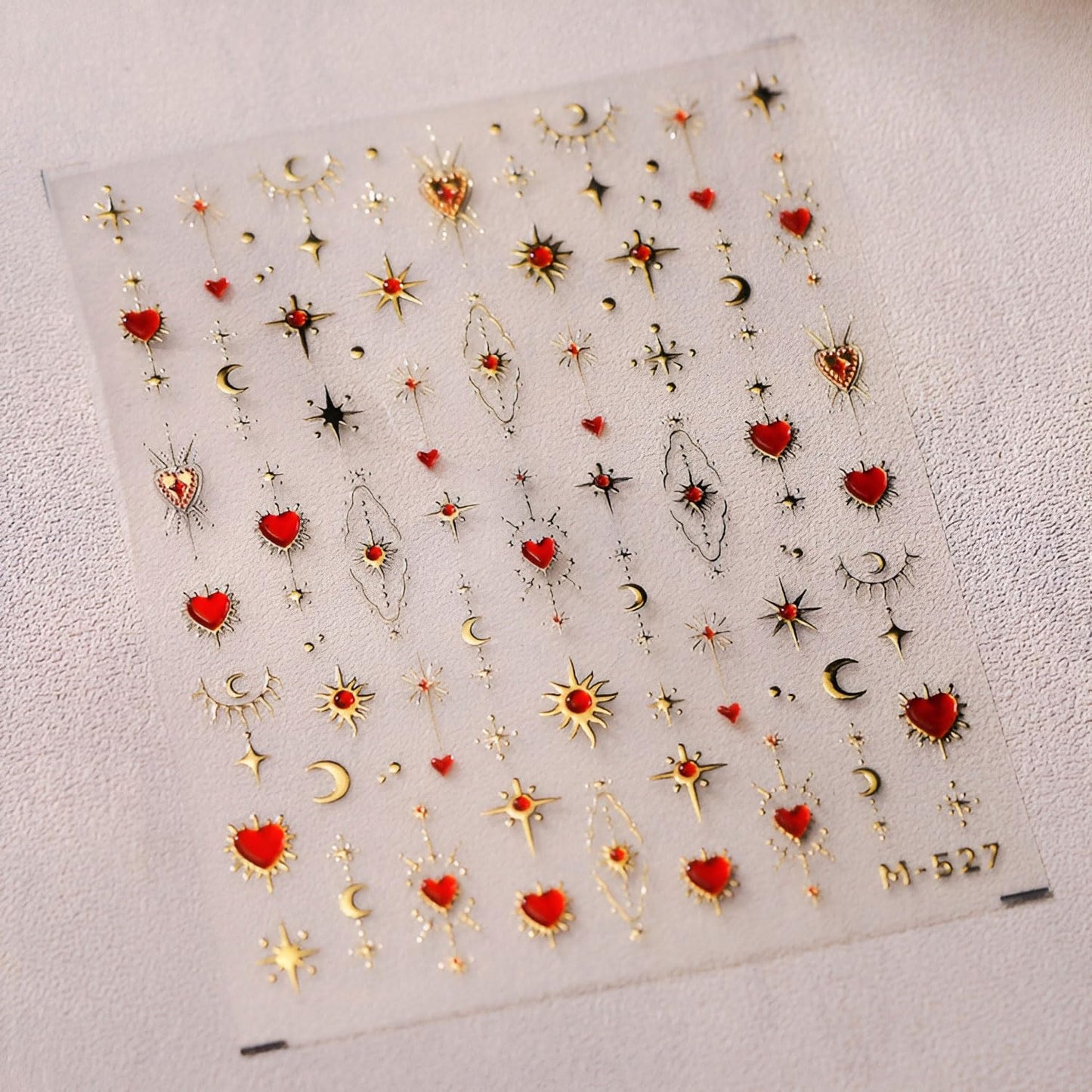 Valentine’s Day Nail Stickers Heart Nail Art Sticker 5D Embossed Self-Adhesive Nail Decals for Nail Art Gold Star & Moon Nail Designs Decals for Women Manicure Decorations