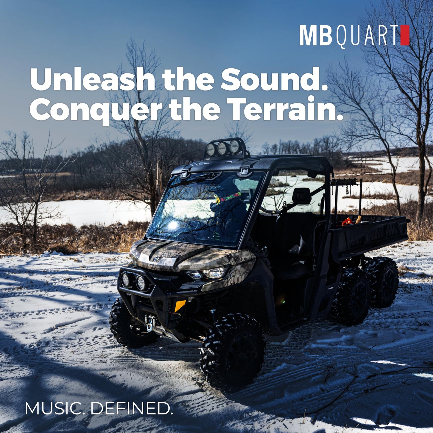 MB Quart Dual 10" Subwoofer System Upgrade for Can Am Defender 17-25, Plug and Play Compatibility, Marine Grade Protection, 400 Watts