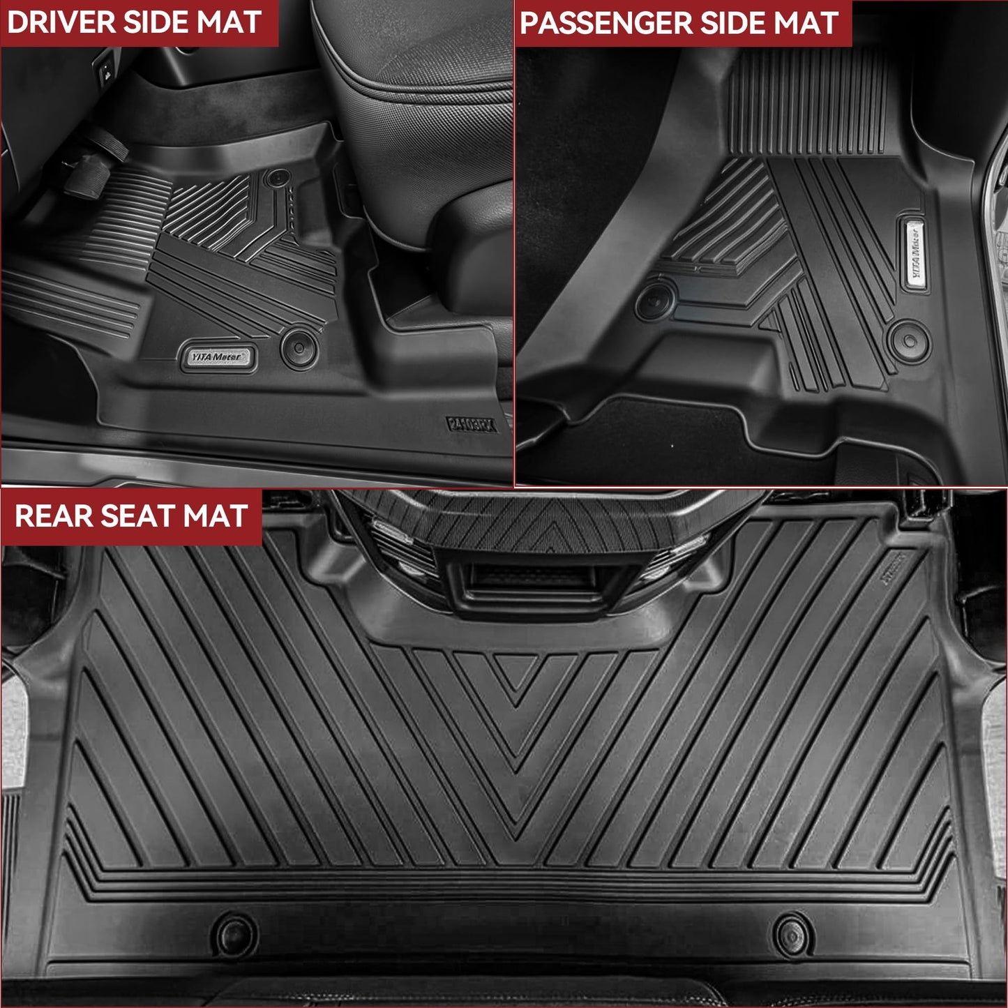 YITAMOTOR Floor Mats for 2025 2026 Ram 1500 Crew Cab with 1st Bucket Seat Rear Under-Seat Storage Box, TPE All Weather Custom Fit Floor Liner for Ram 1500 Accessories Car Mats, Black