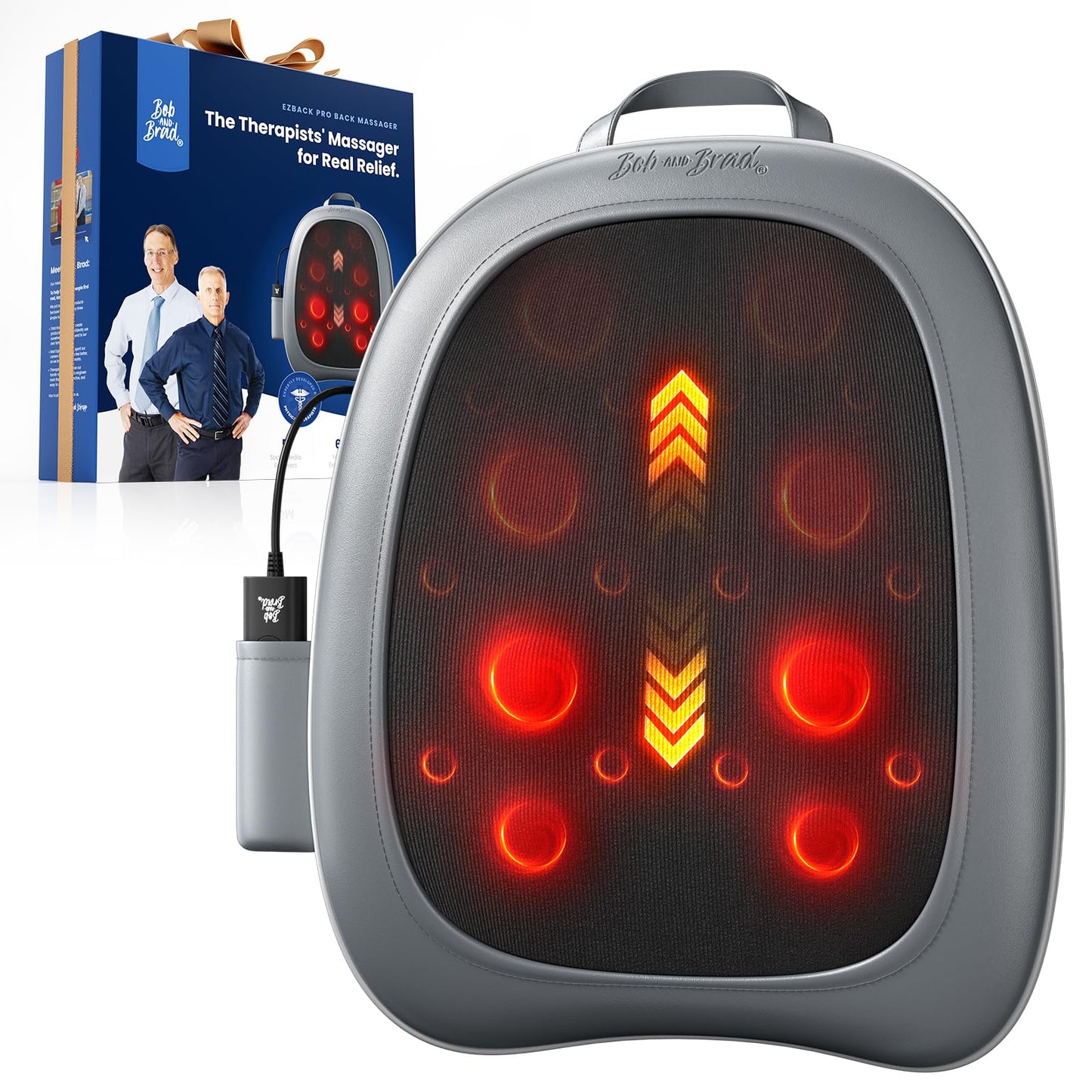 BOB AND BRAD Back Massager for Pain Relief Deep Tissue, FSA EZBack Pro Corded 4D Kneading Shiatsu Back Massager with Heat, HSA Eligible Up and Down Rolling Massage at Office Home, Gift for Man