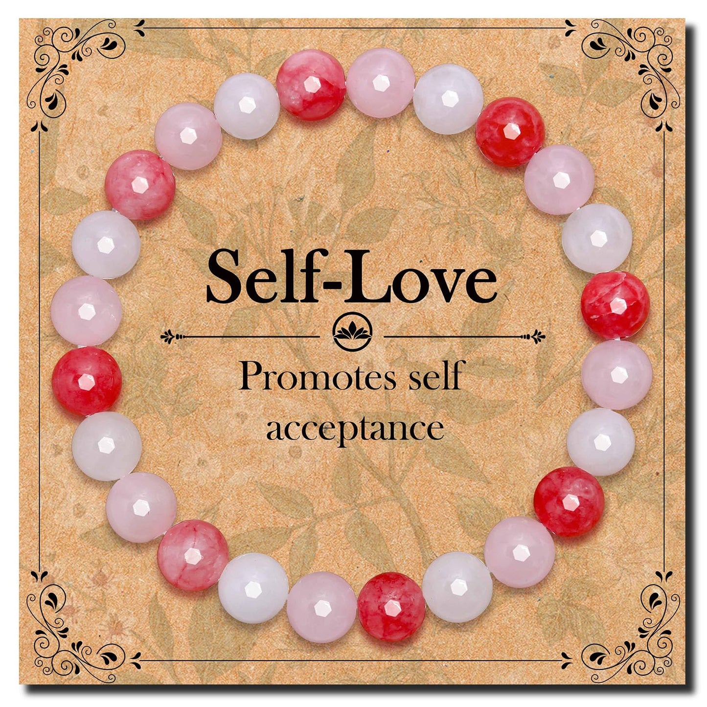 BONNY BOXX Mixed 8mm Natural Stone Bracelet for Love, Handmade Stretch Pink Quartz White Jade Bracelet Adjustable Crystal Healing Jewelry for Unisex Spiritual Gift