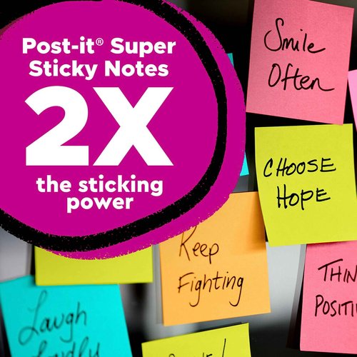 Bundle of Post-it Super Sticky Notes, 3x3 in, 24 Pads, Supernova Neons and Post-it Mini Notes, 1.5x2 in, 24 Pads, Poptimistic Collection, Bright Colors