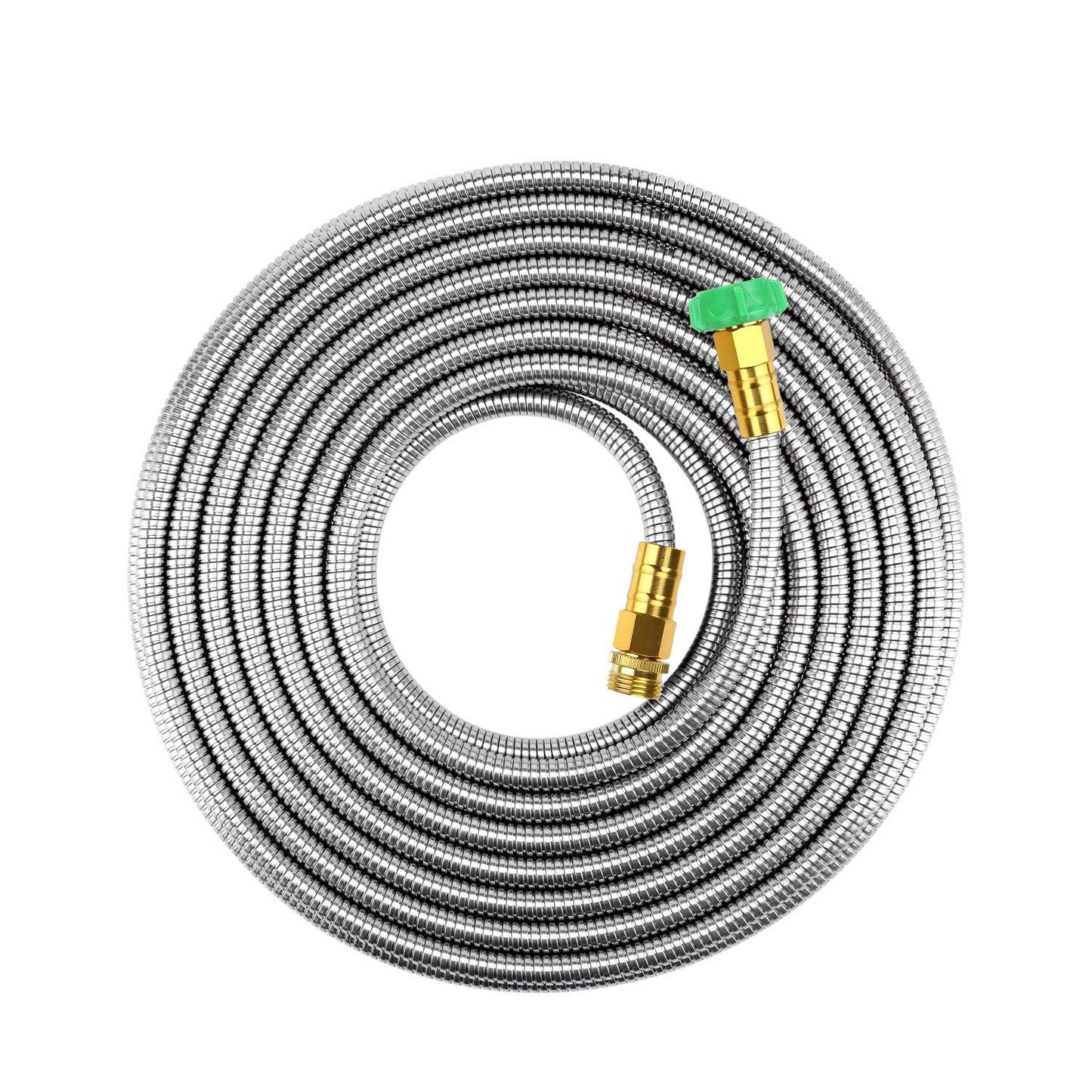 BEAULIFE Short Metal Steel Garden Hose 15 Feet Drinking Rv Water Hose Dehumidifier Drain Hose Connector Extension Attachments 3/4â Hose Bib Faucet Reel Extender for Outdoor
