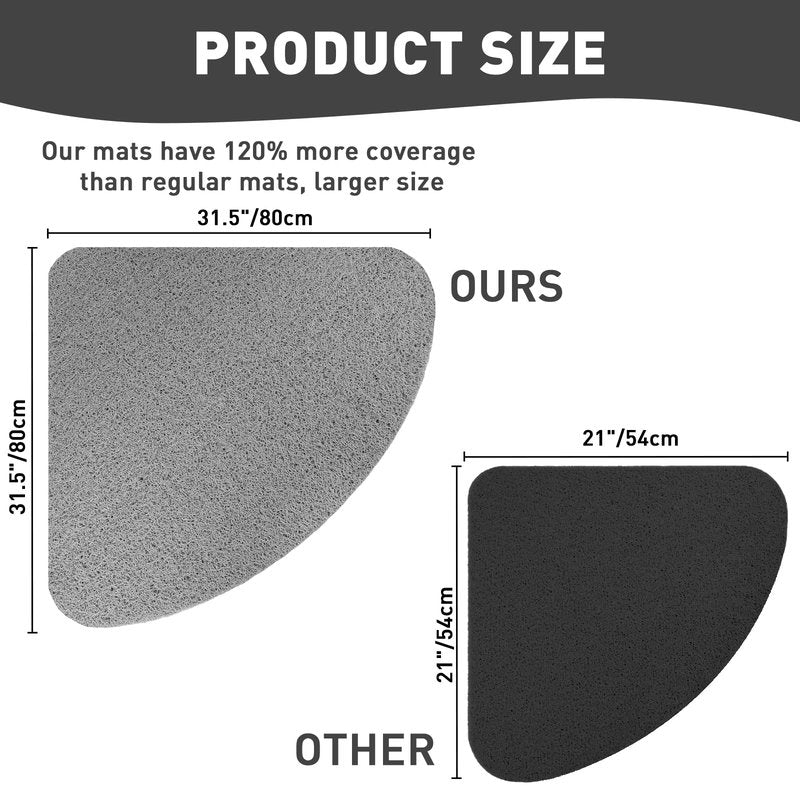 Darhoo Corner Anti Slip Shower Mat, 31.5 x 31.5 Inch Large Non Slip Shower Mats for Inside Shower, Soft Loofah Stand Up Shower Mat for Elderly, Grey
