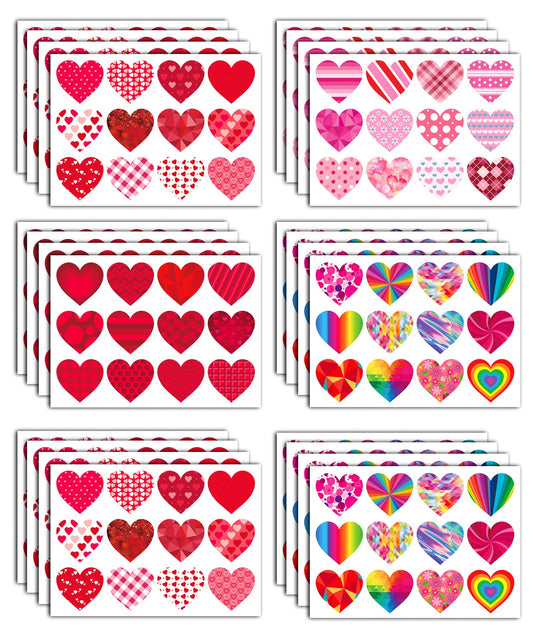 Ozepao 32 Sheets Heart Stickers, 384 Pcs Valentines Day Stickers for Kids, Holiday Sticker for Envelopes, Cards or Gifts Bags Decor (48 Designs 8 Each)