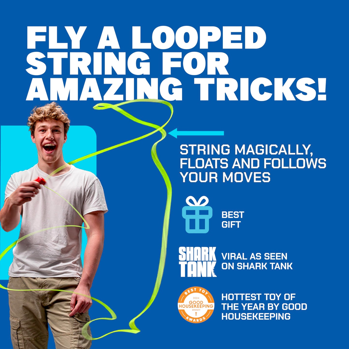 ZipString Original - As Seen on Shark Tank - Classic Rope Launcher Toy, Perfect for Kids & Adults - Fly a String Loop in The Air for Endless Tricks & Fun, Wonderment Awaits, Rock'it Red