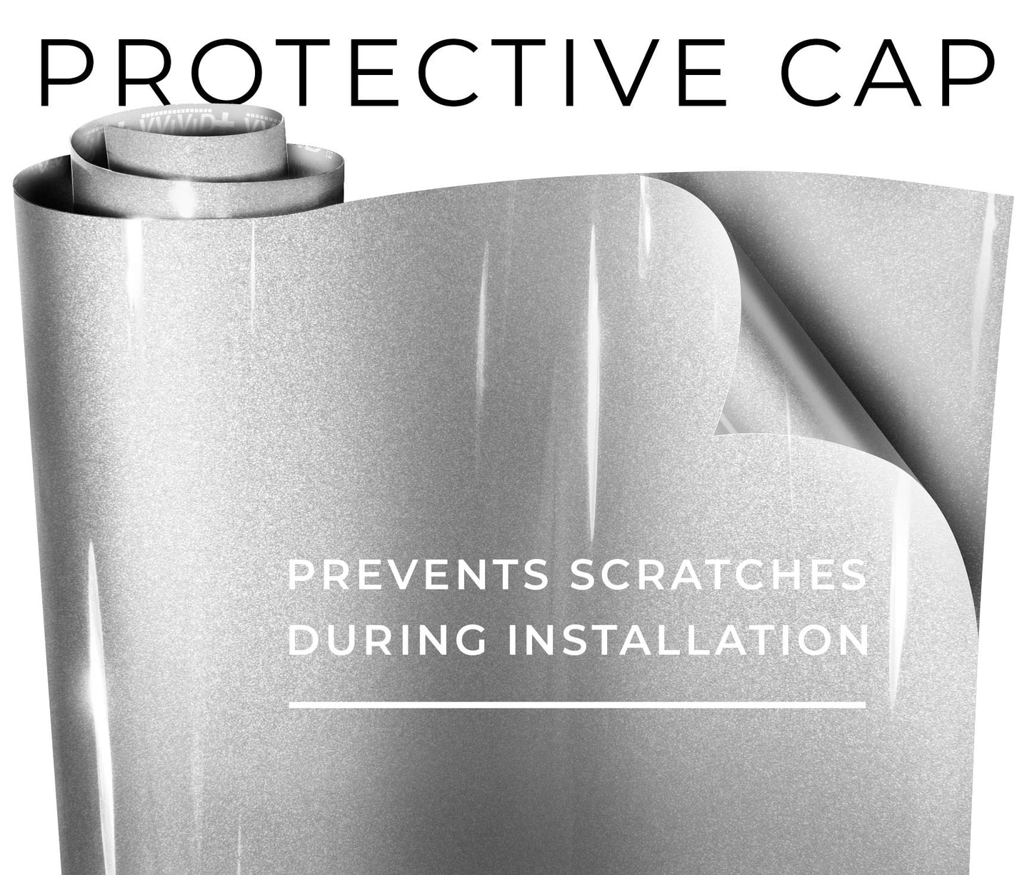 VViViD+ Ultra Gloss Silver Metallic Vinyl Car Wrap Premium Paint Replacement Film Roll with Nano Air Release Technology, Stretchable Protective Cap Liner, Self Adhesive, Indoor Outdoor (50ft x 5ft)