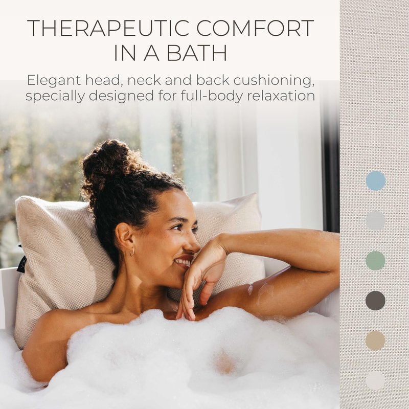 BADESOFA® Luxury Bath Pillow S - Ultra Comfortable & Quick-Drying Bath Back Pillow - Washable Full Body Bath Pillow for Bathtub - Therapeutic Head and Neck Support - Luxury Spa Cushion in Ivory Pearl
