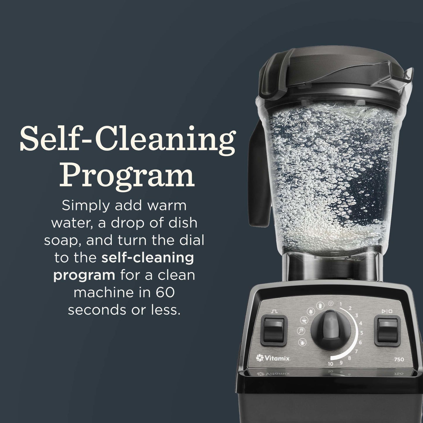 Vitamix Propel Series 750 Blender with Four Blending Programs, Self-Cleaning Program, Professional-Grade Blender for Smoothies, Soups and More, Stainless-Steel Blades, 64 Oz Container, Slate