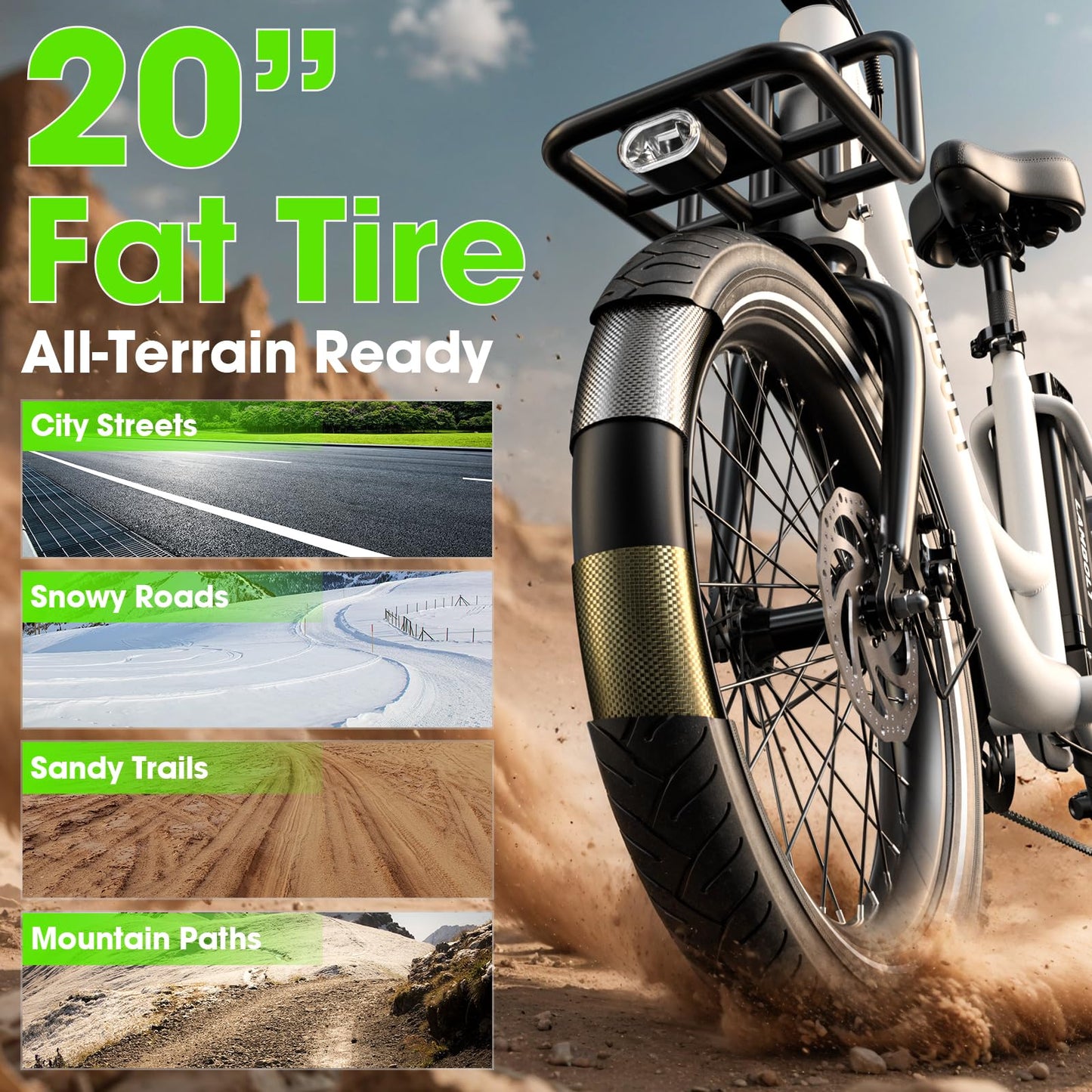 Electric Bike for Adults - 1000W Peak Motor Ebike with 48V 15Ah Removable Battery, 20" Fat Tire | 7-Speed | Step-Thru Commuter Electric Bike, 24 MPH Max Speed | 70 Miles Range | Adult Electric Bicycle