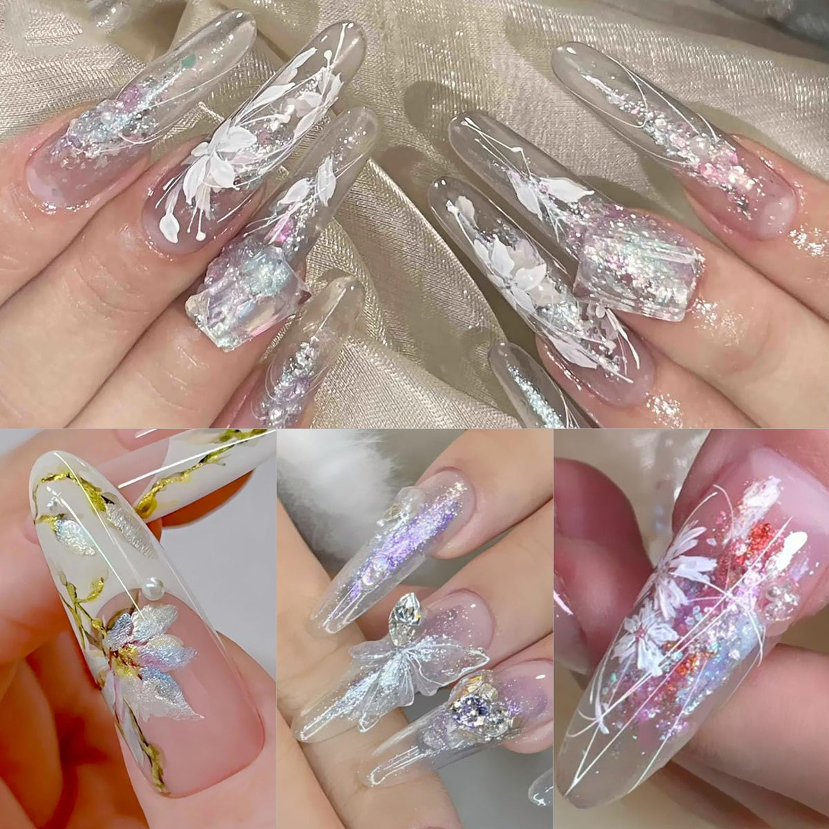 Opal Aurora Iridescent Nail Glitter,6 Colors Holographic Bling Mud Solid Foil Nail Pigment Reflective Charm Mermaid Fairy Dust Nail Powder Manicure Paillettes
