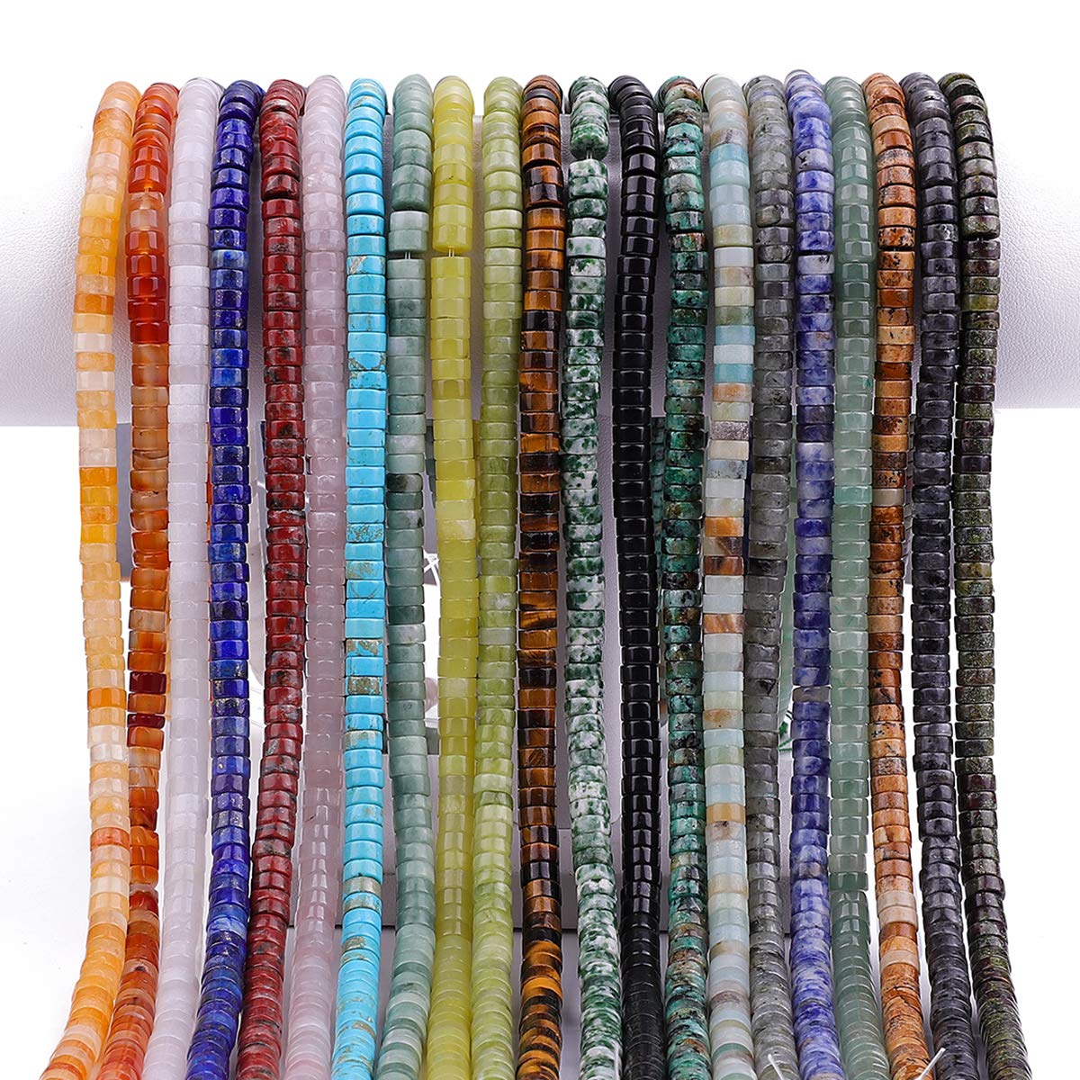 BEADIA Natural Yellow Jade Spacer Beads Caps Loose Semi Gemstone for Beading Jewelry Making 6mmx3mm 38cm