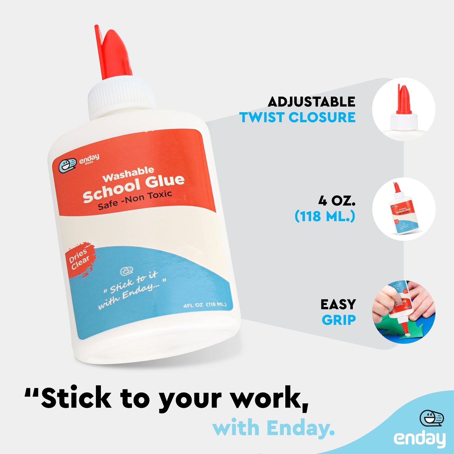 Liquid Glue (12 Pack) - 4 oz Washable School Glue, Bulk, Non-Toxic for Kids, for Slime, Arts and Crafts - by Enday