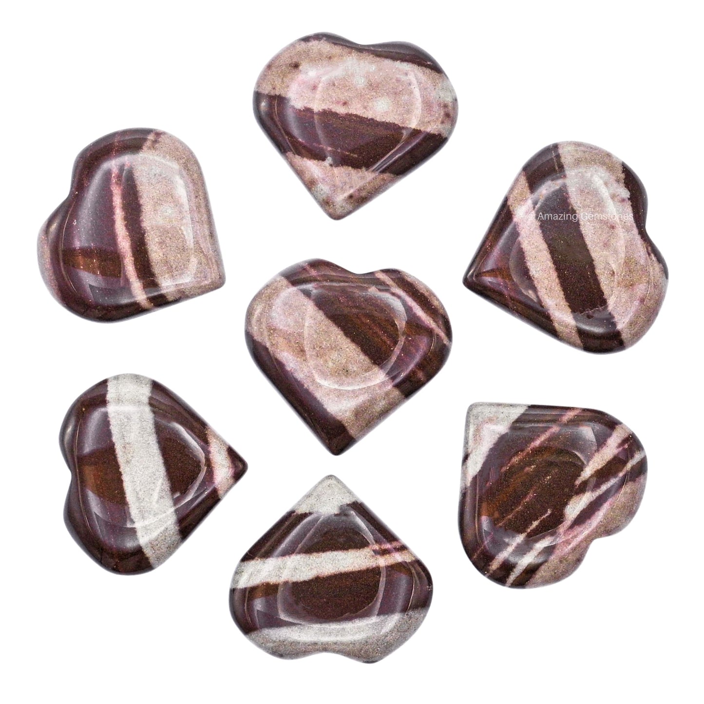 Amazing Gemstone Shiva Lingam Narmada Stone Heart - Pack of 2 Crystal Heart Stones Rocks - Corazones De Piedra Crystals and Healing Stones Heart Shaped Crystal - Stocking Stuffers Gifts