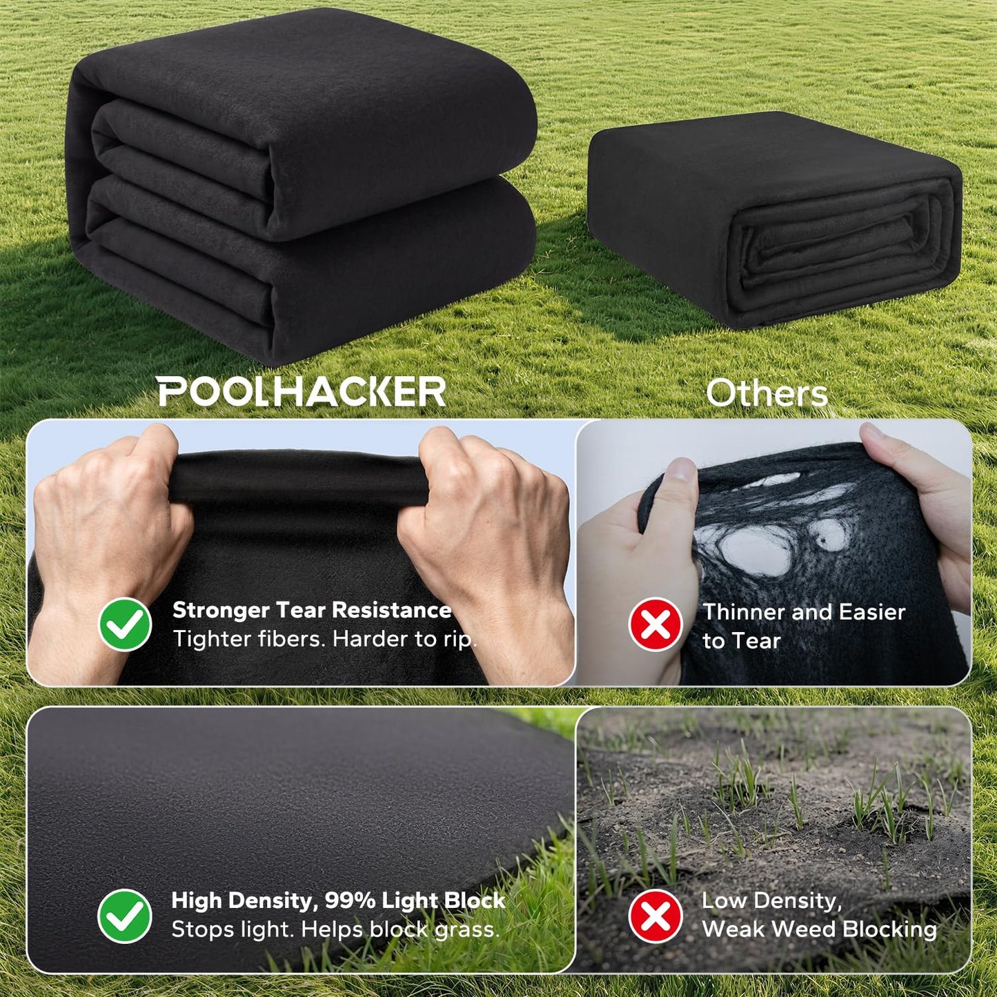 POOLHACKER 12 ft x 24 ft Rectangle Pool Liner Pad, [2026 New Pool Pad 9.4 oz/yd² Heavy-Duty] Rectangle Pool Liner Pad for Above Ground Pools, Prevents Punctures, Effortless to Install