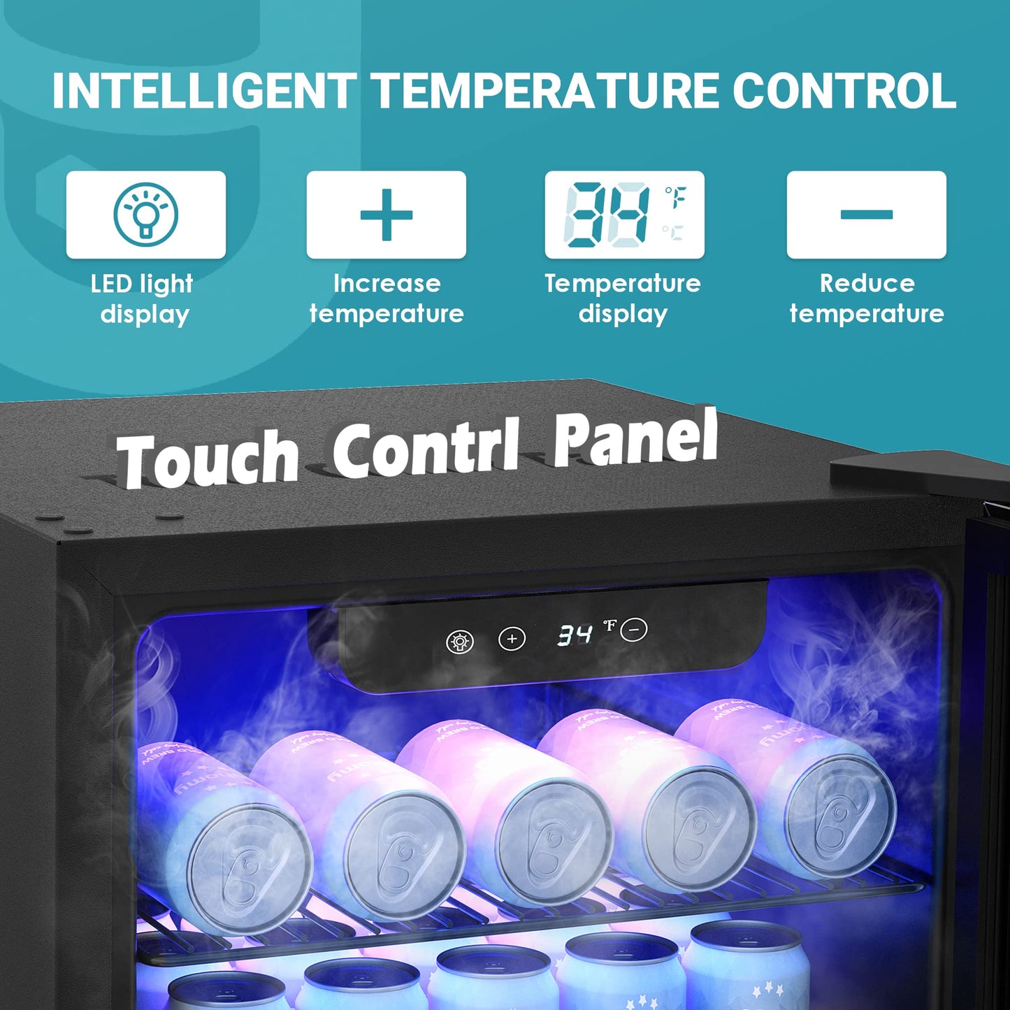 EUHOMY Beverage Refrigerator Cooler, 128 Can Mini Fridge with Glass Door for Soda Beer or Wine, Beverage Cooler for Home, Office, Bar with Adjustable Removable Shelves, Silver