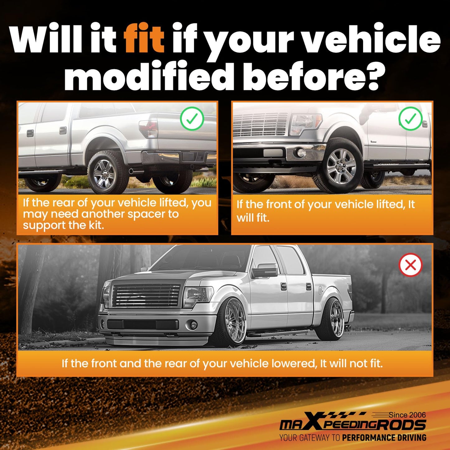 maXpeedingrods 5000 lbs Rear Air Suspension Bag Kit for Ford F-250-F-350 Super Duty Pickup SRW 4WD 2023-2025 Air Ride Leveling Kit w/Jounce Bumper