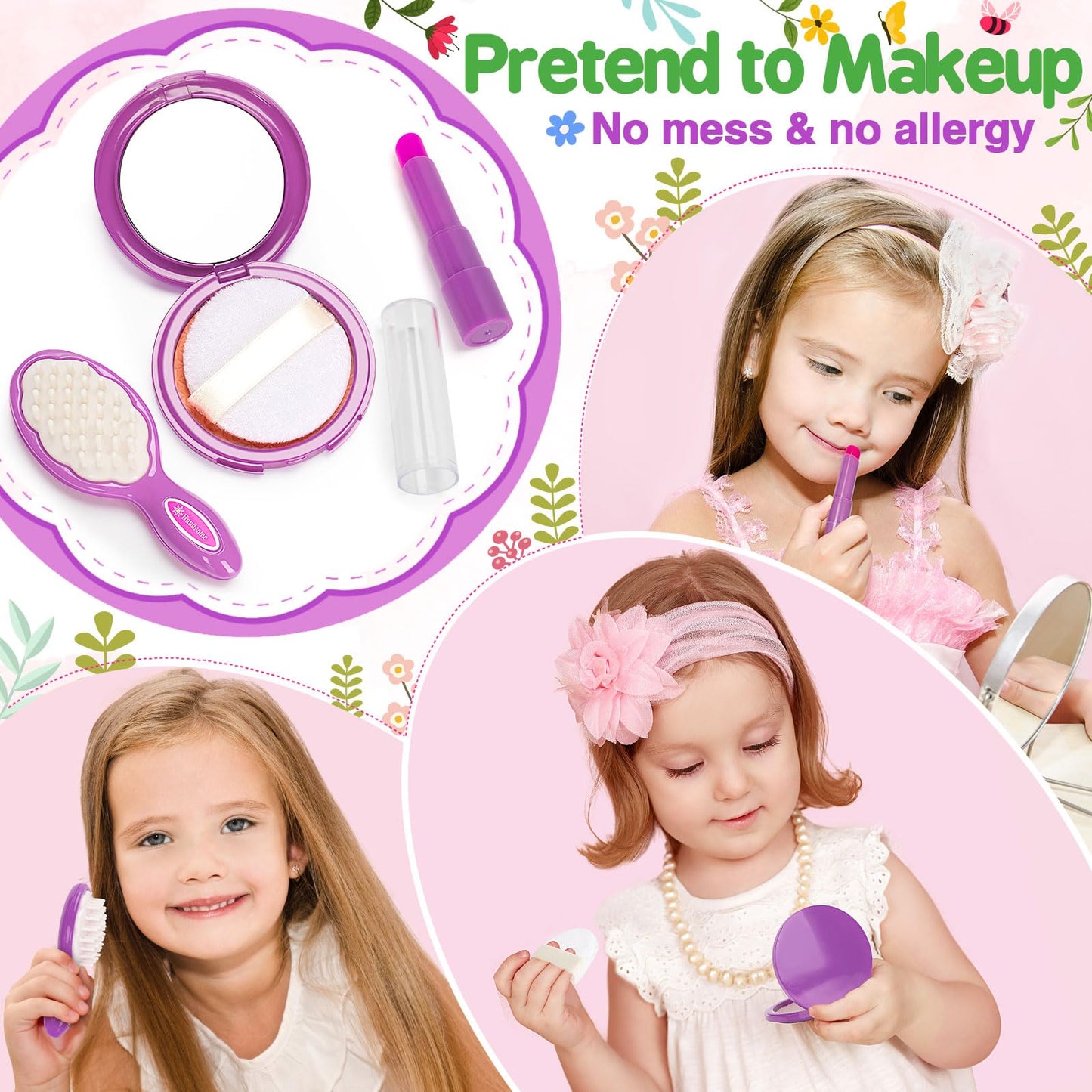 Officygnet Toddlers Toys for Girls 1-3 Years Old, Toddler Purse Girl Toys with Pretend Makeup Kit, Pretend Princess Play Purse Toy for Little Girl, Christmas Birthday Gifts for Girls Age 3, Purple