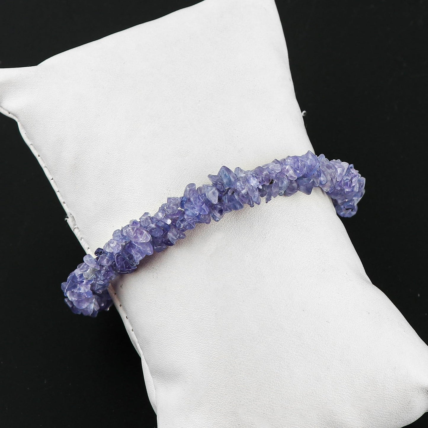 CRYSTALIS Natural Tanzanite Beads Braided Rope Bracelet, Chips Nuggets Beaded Gemstones, Chakra Healing Stones, Gift Giving Womens Jewelry, 925 Sterling Silver Bracelet 8 inch