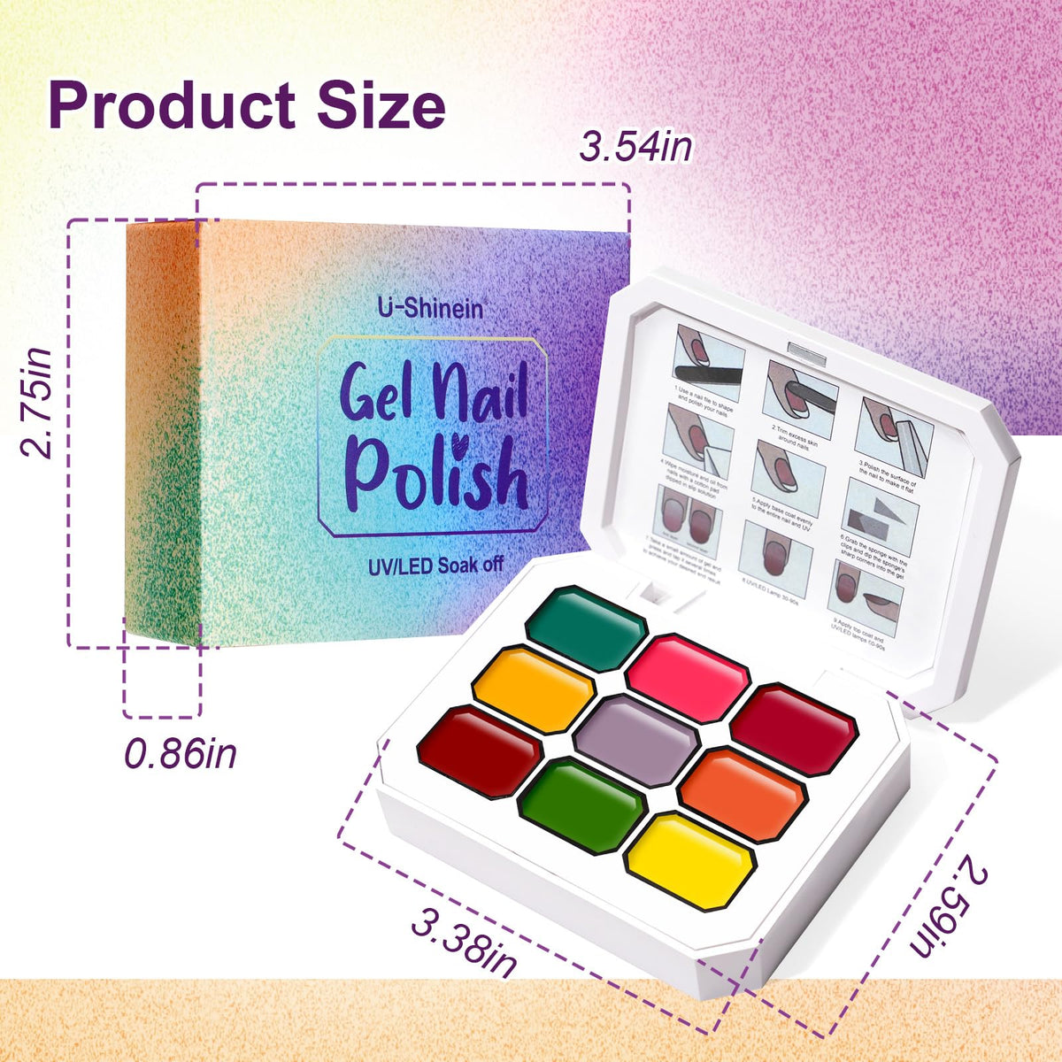U-Shinein Gradient Painting Gel, 9 Bright Colors Ombre Gel Nail Polish for Pigment Pat Aura Nails French Ma nicure Soak Off UV Long-lasting No-wipe Home Salon DIY Nail Art Vegetable Salad