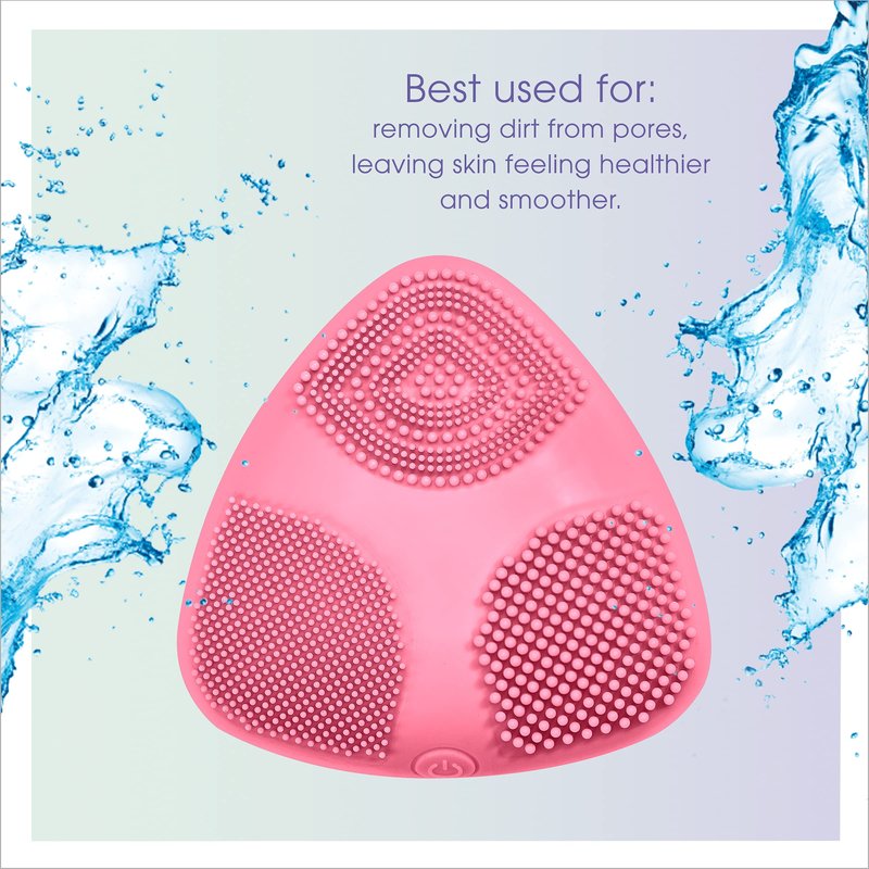 True Glow by Conair Skinpod Silicone Facial Cleansing Brush with 3 Brush Zones, Battery Operated