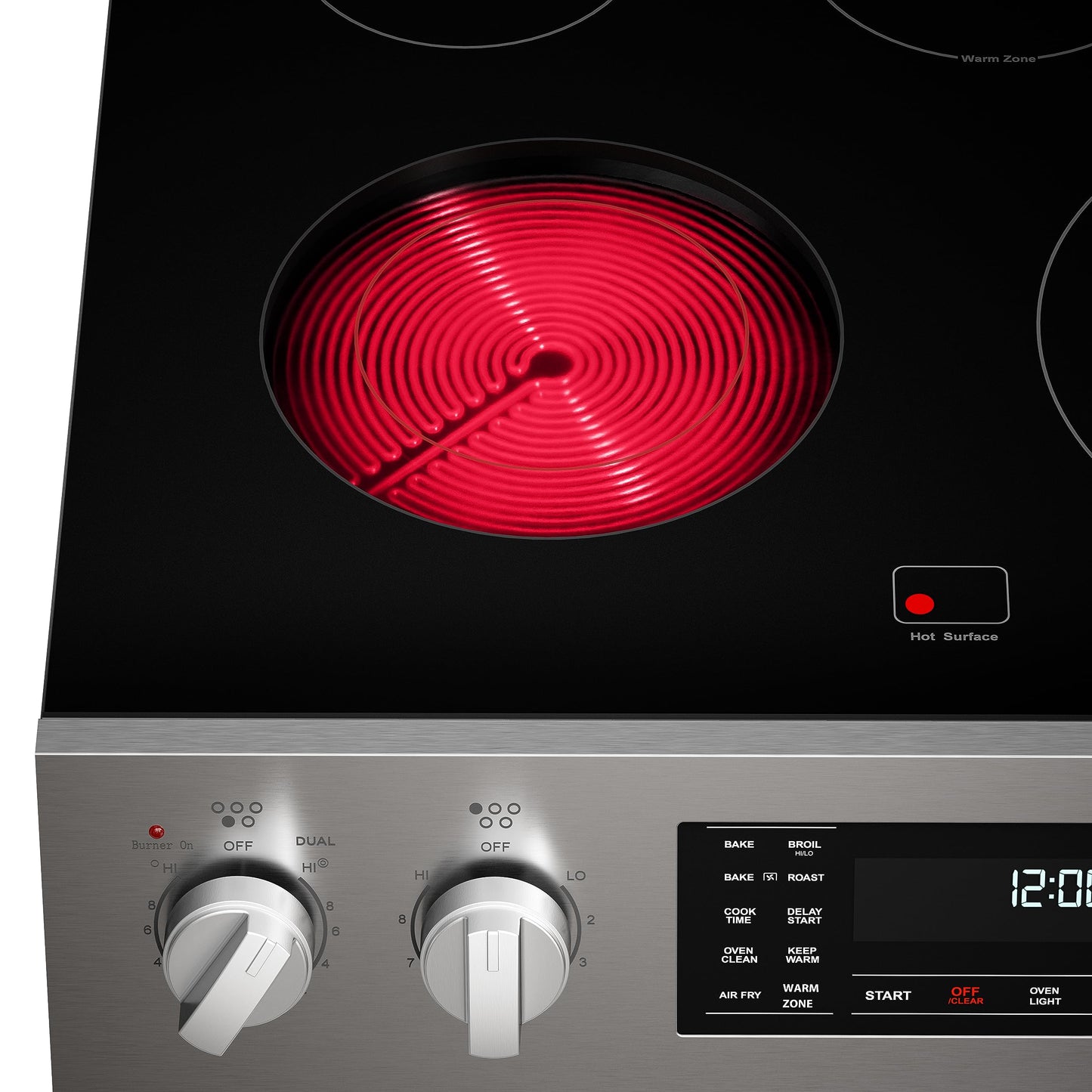 Kenmore Front Control Electric Range Oven with 5 Cooktop Elements with 7 Cooking Power Options, True Convection, Steam and Self Clean, Freestanding Oven, 4.8 cu. ft. Capacity Stainless Steel
