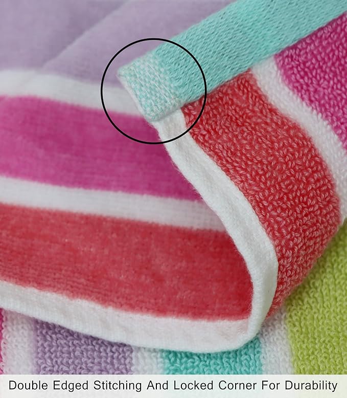 COTTON CRAFT Hooded Beach Towel – Oversized 39 x 68 Towel with Hood for Adults - 100% Cotton Velour Dobby Terry 450 GSM Pool Bath Wrap - Soft Absorbent Quick Dry – Pink Multi