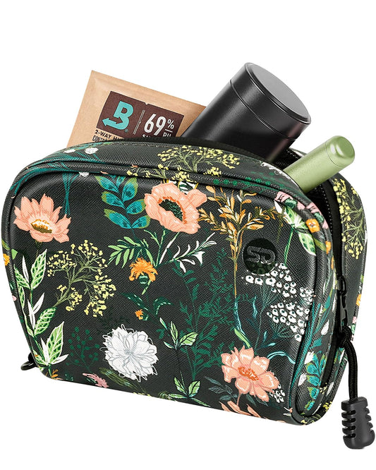 SafeDelux Smell Proof Bag, 6.7"x4.7" Smell Proof Container with Activated Carbon Fiber Liner, Odorless Airtight Travel Organizer & Stylish Gifts for Women (Green-2)