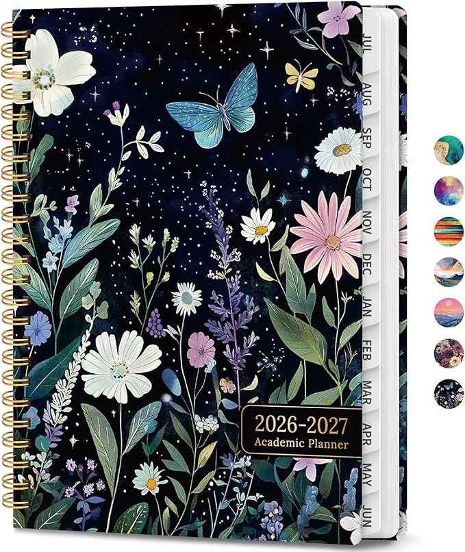 Academic Planner 2026-2027, Weekly and Monthly Calendar Book, July 2026 â June 2027, Hardcover Planner with Tabs, Perfect for Teachers, Students, Women & Men, A5 (6.4" x 8.5") - StarryGarden
