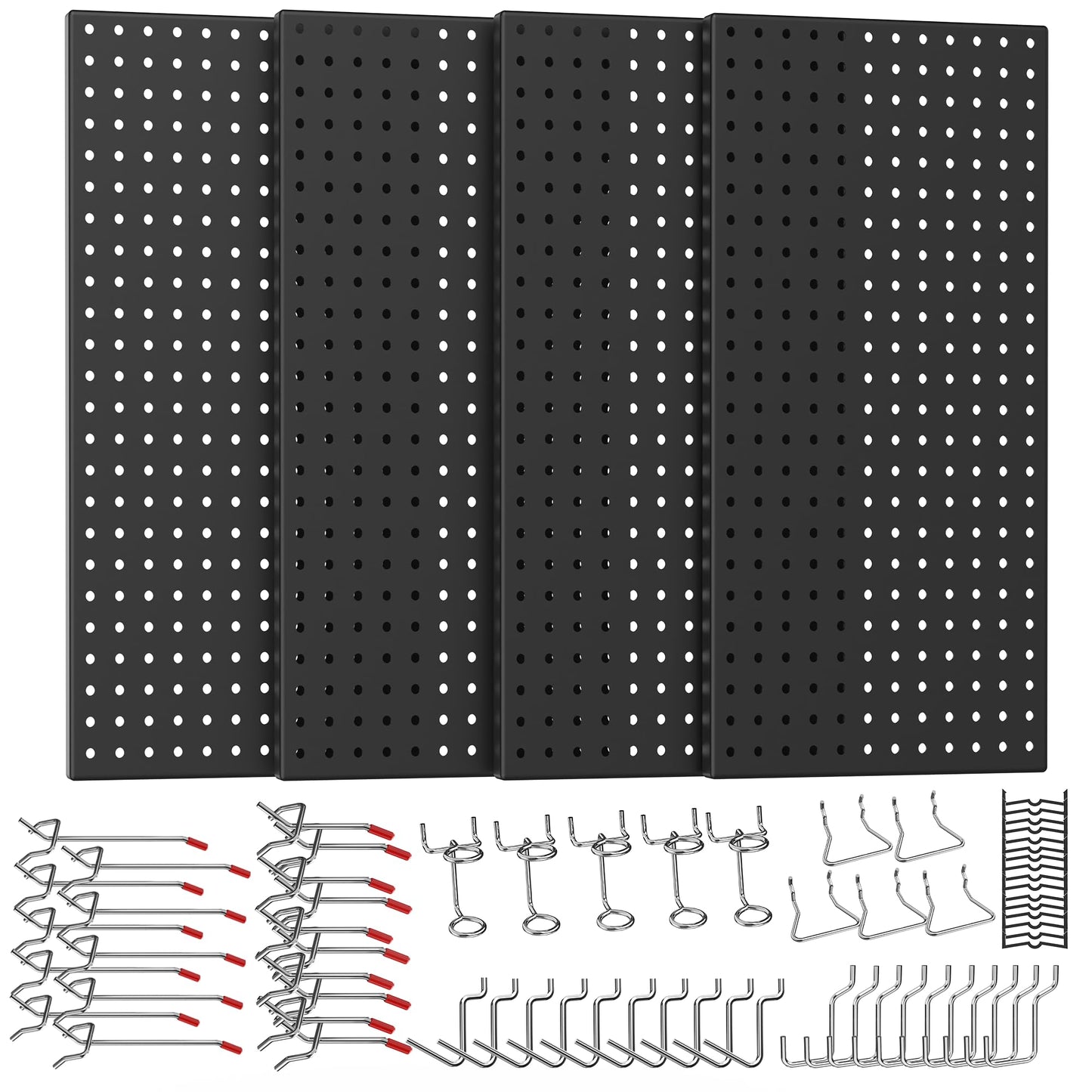 Ultrawall 4 Pack Metal Peg Board Panels with Hooks, Pegboard Wall Tool Organizer for Garage, 84pcs Peg Board with Accessories, 24"X12"""