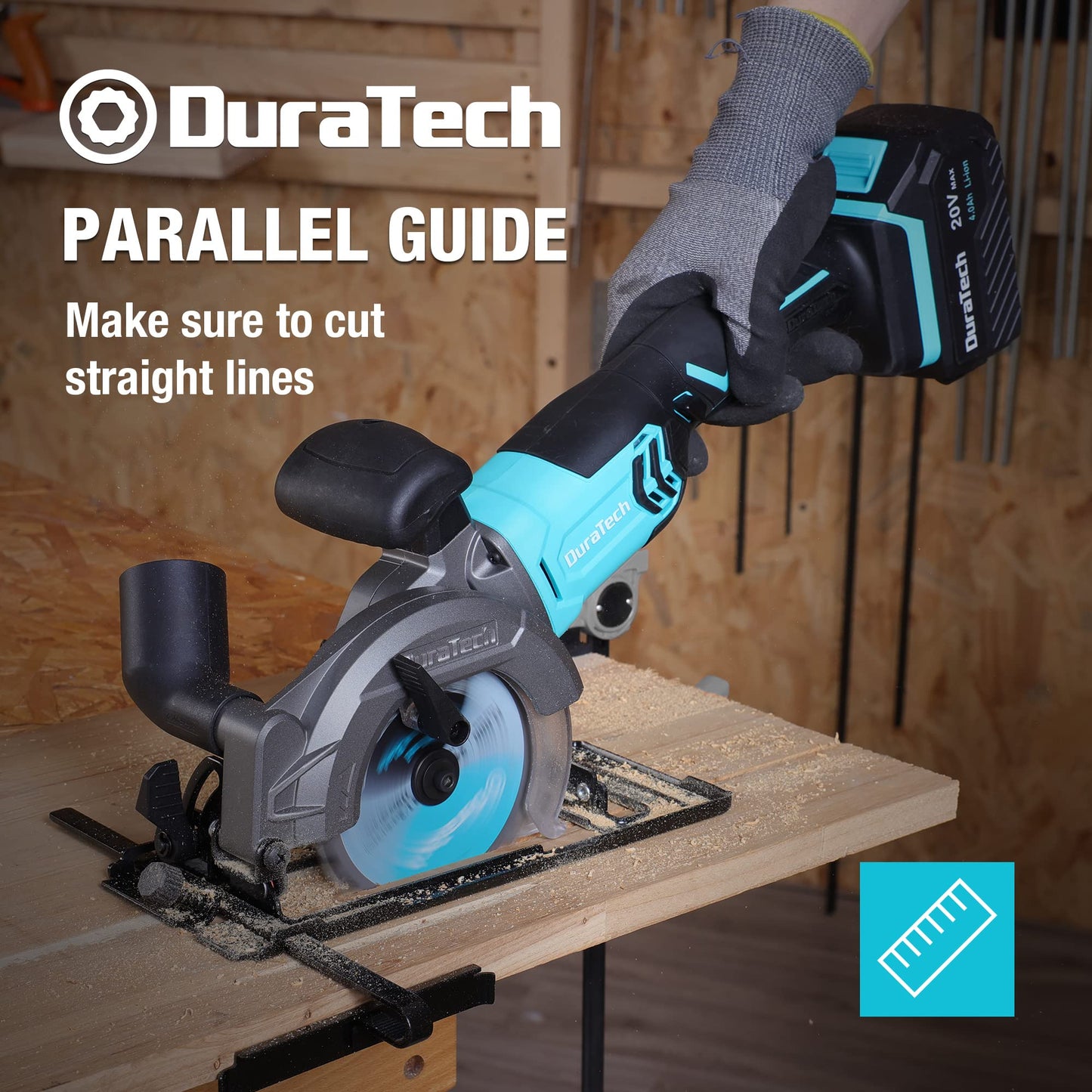 DURATECH Mini Circular Saw, 20V 4-1/2" Cordless Circular Saw with 4.0Ah Battery, Fast Charger, 3PCS Blades, 3600RPM, Max Cutting Depth 1-11/16"(90°),1-1/8"(45°), for Tiles, Wood, Soft Metal, Plastic