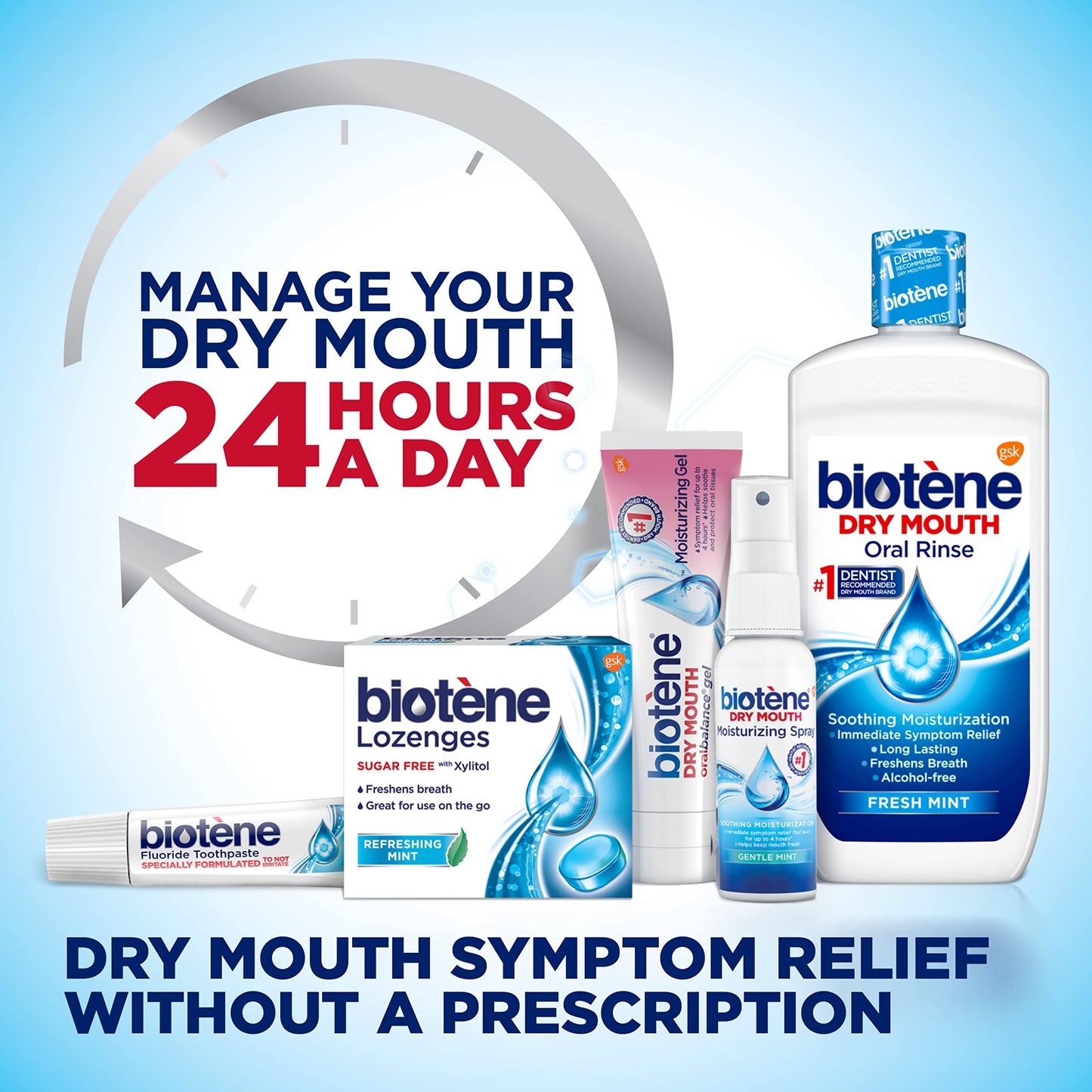 biotène Oral Rinse Mouthwash for Dry Mouth, Breath Freshener and Dry Mouth Treatment, Fresh Mint - 33.8 fl oz (Pack of 2)
