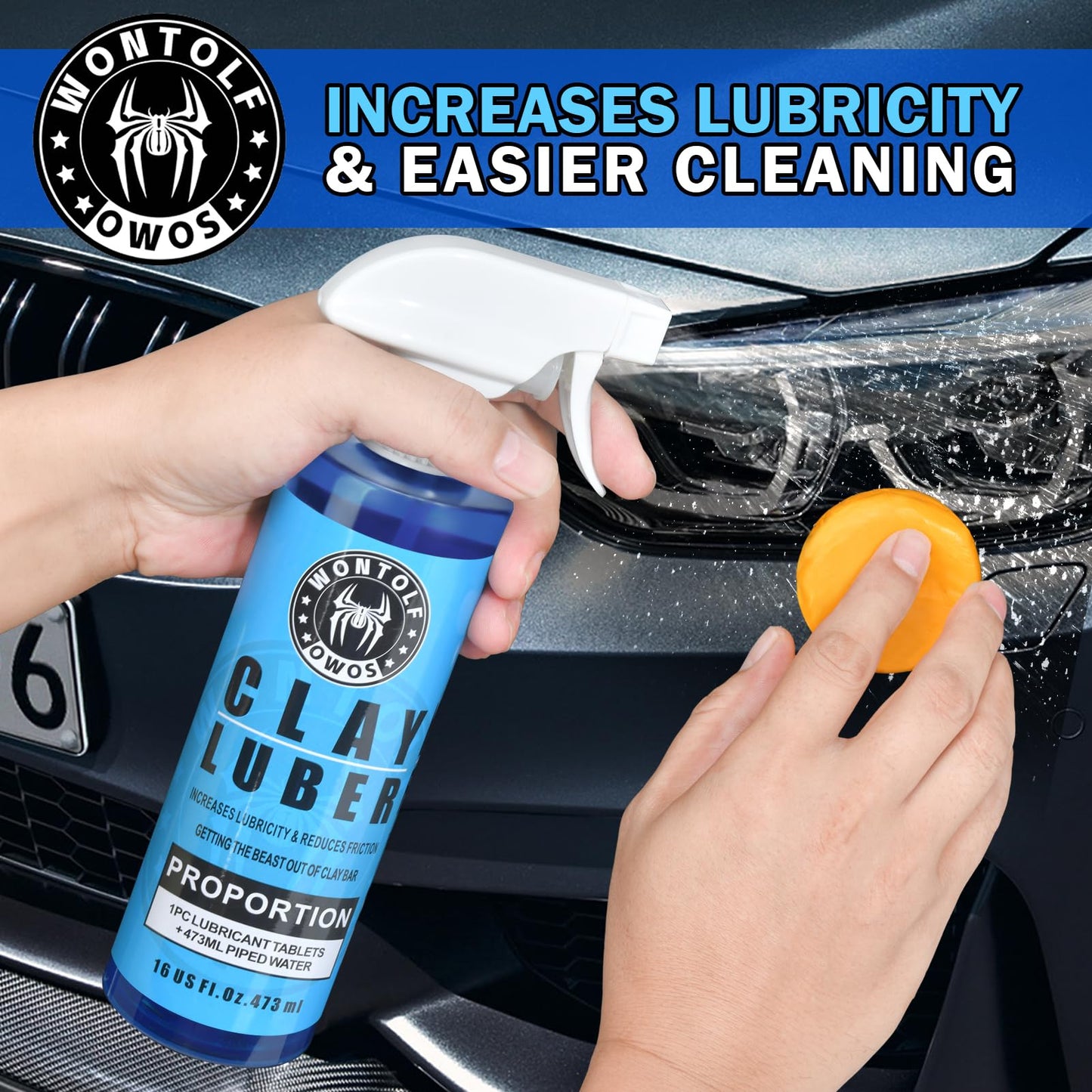 Wontolf Complete Car Clay Bar Auto Detailing Kit, Clay Luber, Butter Wet Wax, Car Wash Soap - Premium Grade Clay System Car Washing Detailing Kit- Maximum Gloss & Unsurpassed Slickness(19 Items)