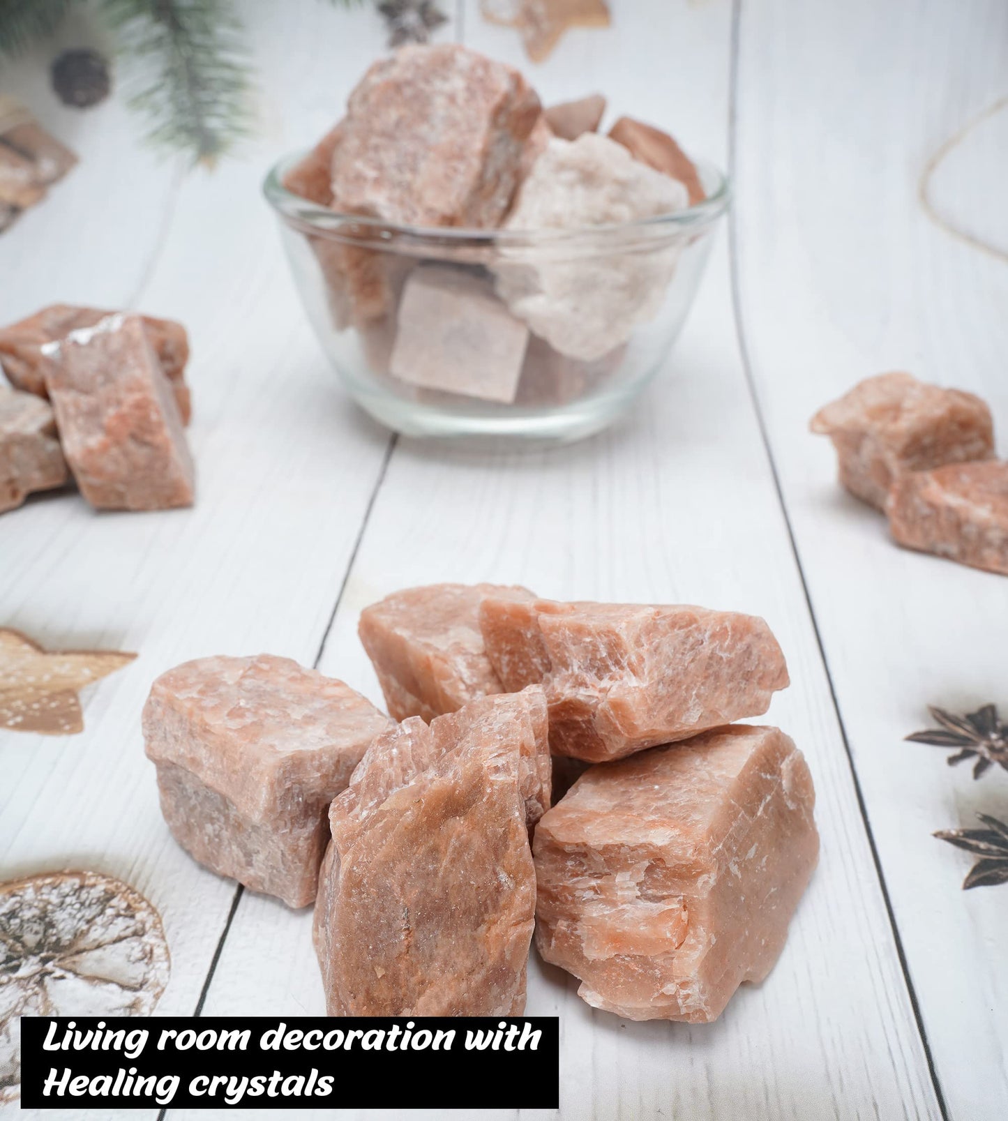 Crocon® 1LB Peach Moonstone Rough Bulk Rocks Natural Stone Spiritual Gifts Raw Gemstone Crystals and Stones Tumbling Cabbing Polishing Gem Mining Chakra Balancing Reiki Healing Home Office Décor