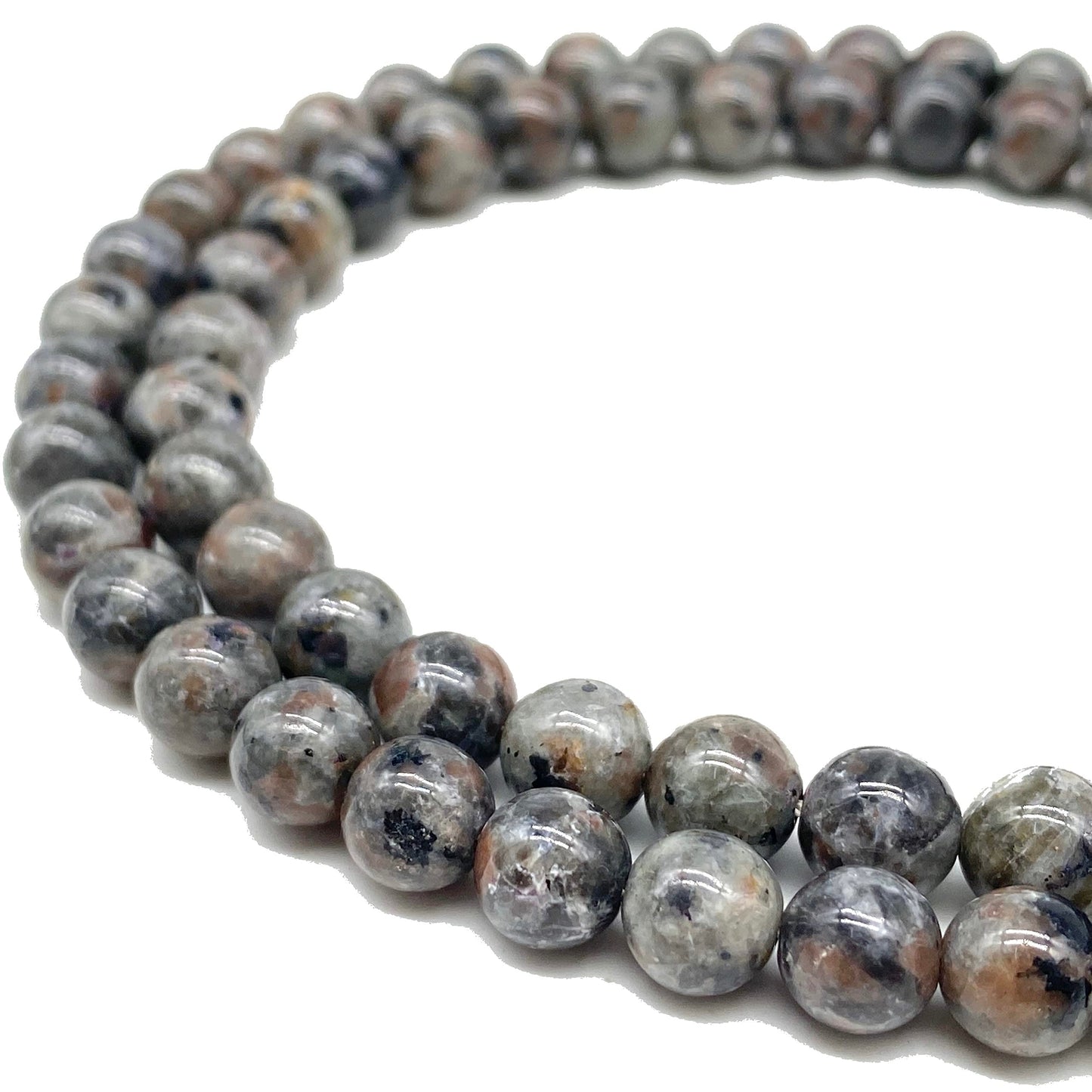 ABCGEMS (UV Glowing Rock - Authentic USA-Sourced) American Smoky Yooperlite Beads from Lake Superior (Flashing Flame Under Ultraviolet) DIY Jewelry Making Smooth Round 10mm