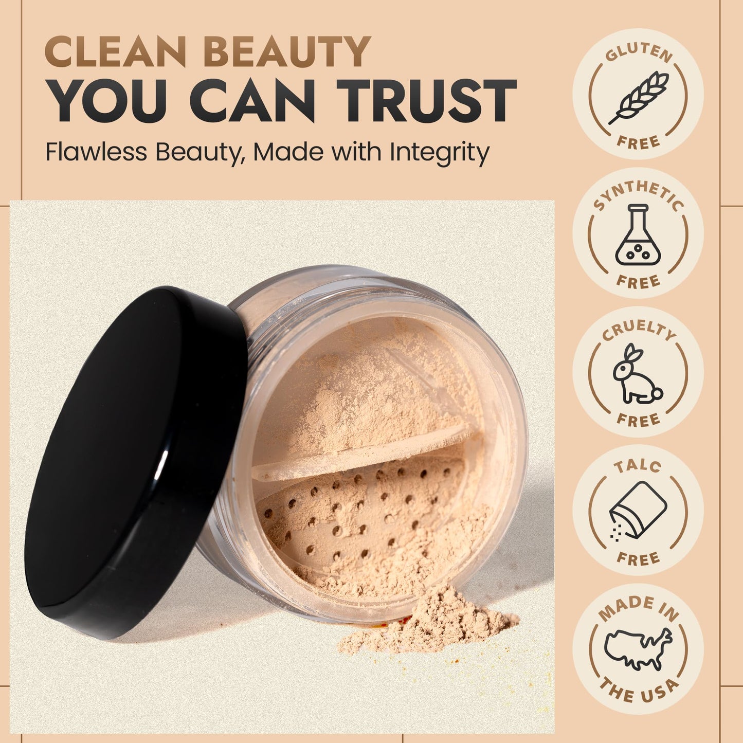 BaeBlu InstaFame Loose Powder Foundation, Create - Full Coverage Matte Natural Mineral Foundation for Sensitive & Acne-Prone Skin - Non-Nano Zinc, Titanium Dioxide Mineral Pigment, No Fillers/Binders