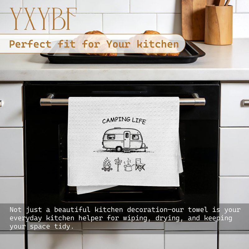 YXYBF Camping Gifts Hand Dish Tea Towels for Kitchen Bathroom RV Decor 16x24 Inches, Gifts for RV Campers Women Men, Minimalist Camping Kitchen Towels Decorative
