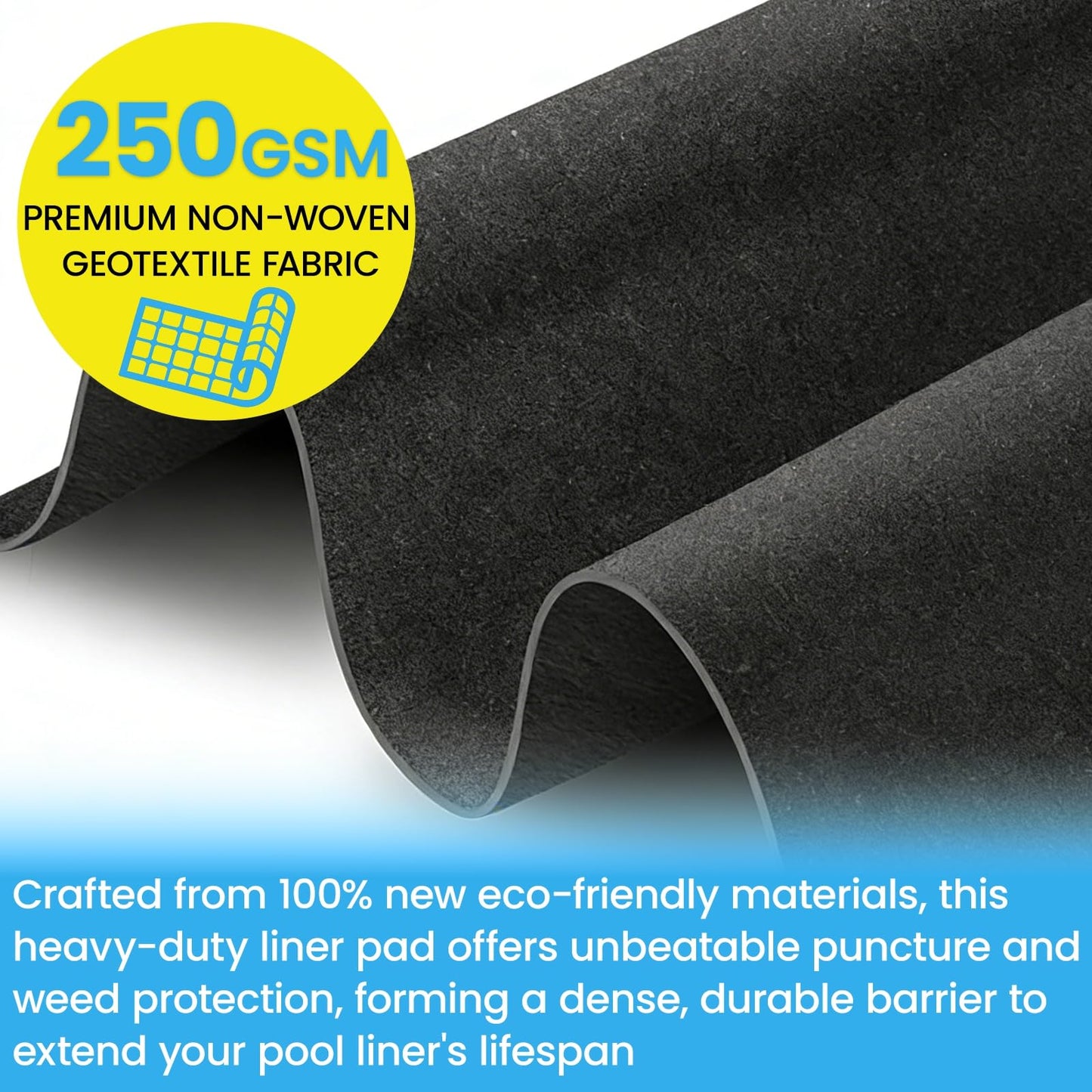 Poolvio 15-Foot Round Above Ground Pool Liner Pad, Geotextile Under Padding, Extends Liner Life, Puncture & Weed Barrier, Eco-Friendly Fabric
