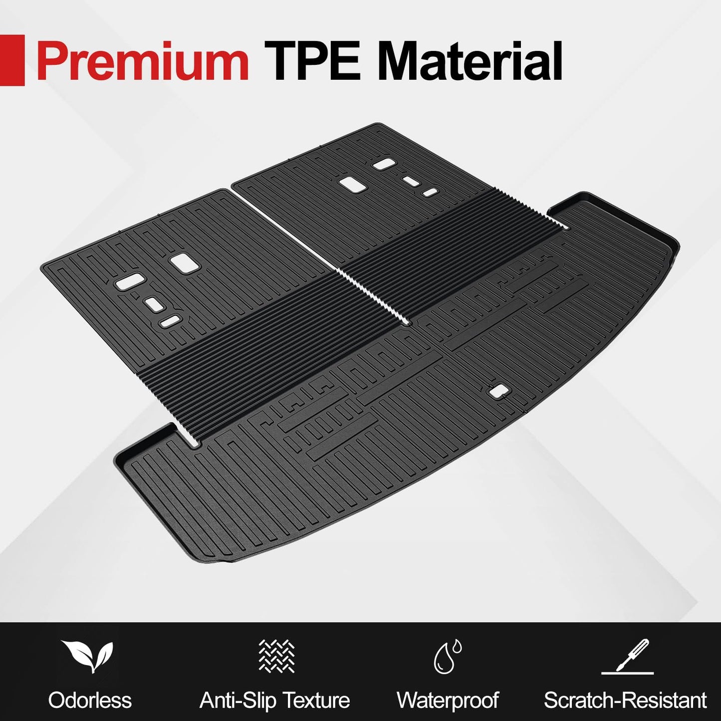 HOUCLEMIC Floor Mats for 2024 2025 2026 Hyundai Santa Fe (Fit Hybrid and Gas), TPE All Weather Protection Durable Trunk Cargo Mat with Backrest Mat for Hyundai Santa Fe